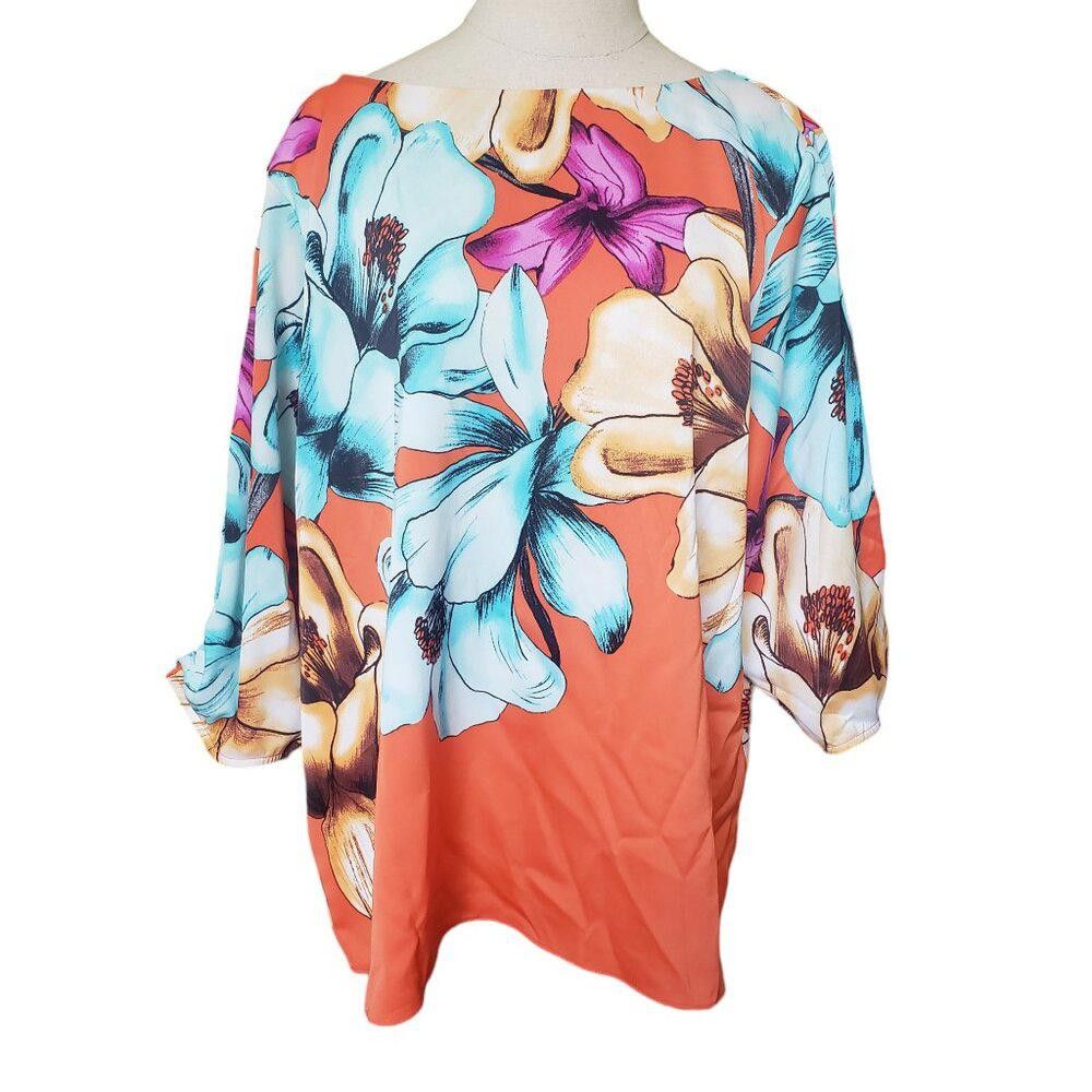 Chicos CT1134 Chico's Tropical 3/4 Sleeve Orange Tunic XL Size XL / US 12-14 / IT 48-50 - 1 Thumbnail