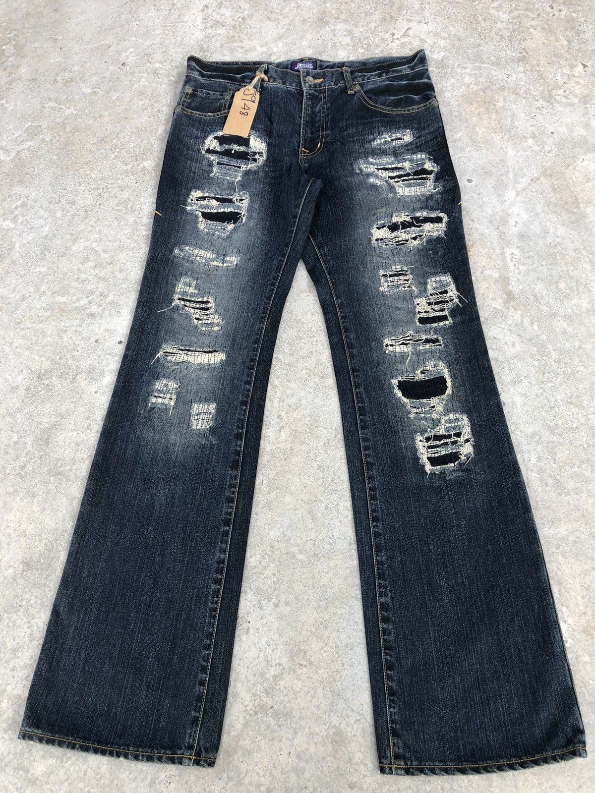 Who Decides War Japanese Purple&Yellow Flared Jeans Distressed Jeans Size US 32 / EU 48 - 1 Thumbnail