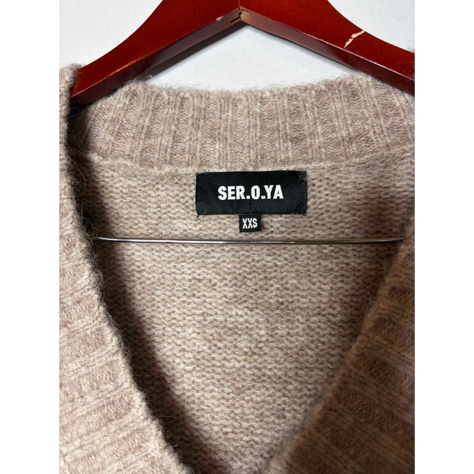 SER.O.YA Ser.o.ya cream alpaca wool blend oversized V neck sweater Size XXS / US 00 / IT 34 - 5 Thumbnail