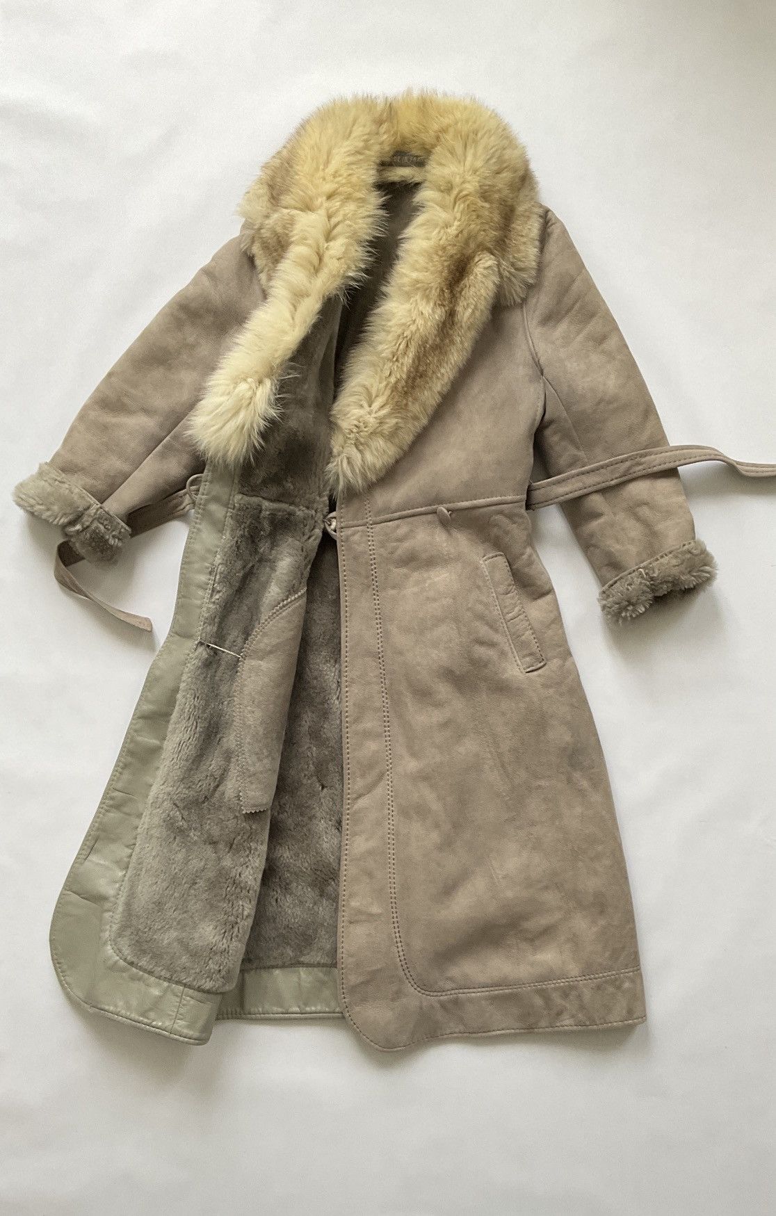 Vintage Vintage daim coat with grey lining and fur collar Size M / US 6-8 / IT 42-44 - 7 Thumbnail