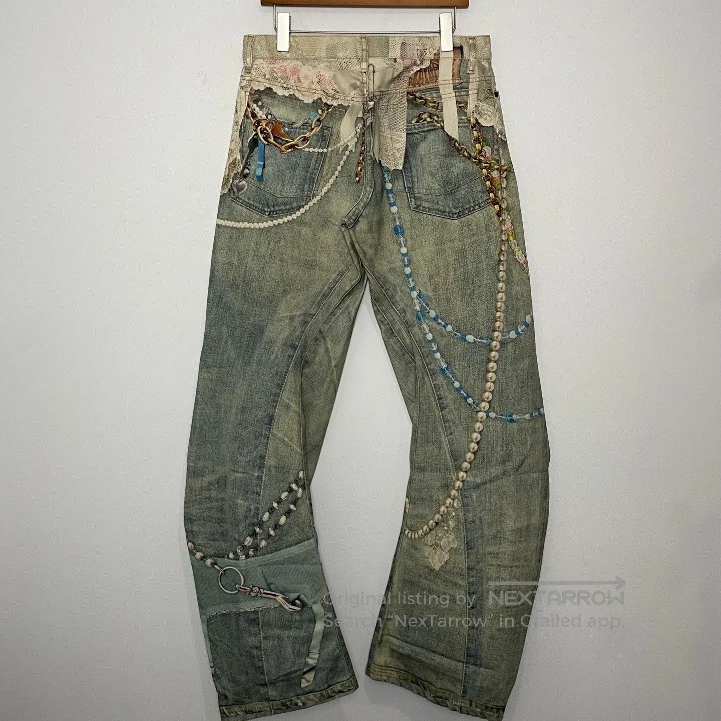 Acne Studios Acne Studios 3D Print Pearl Chain Jeans. Size 41" - 2 Thumbnail