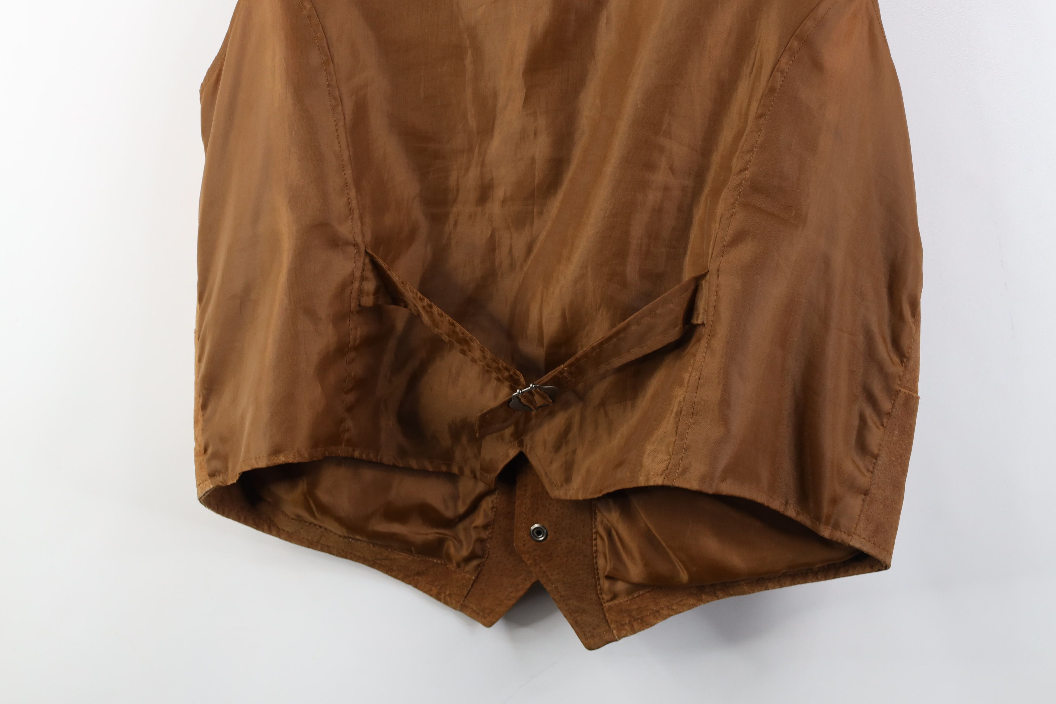 Vintage Vintage 90s Streetwear Leather Buckle Back Vest Jacket Brown Size US XL / EU 56 / 4 - 15 Thumbnail