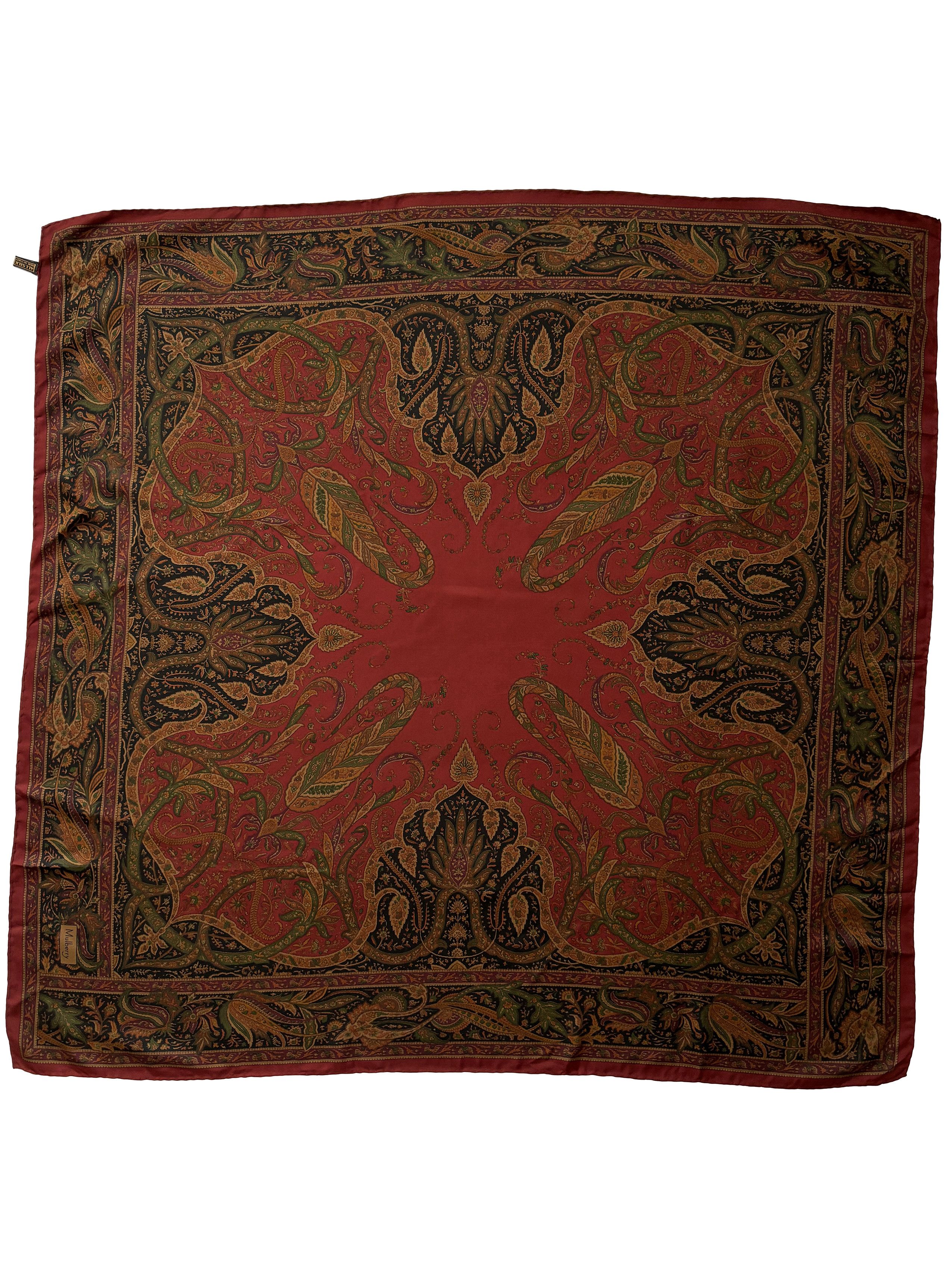 Mulberry ⚡️QUICK SALE⚡️Mulberry Burgundy Patterned Square Silk Scarf Size ONE SIZE - 1 Thumbnail
