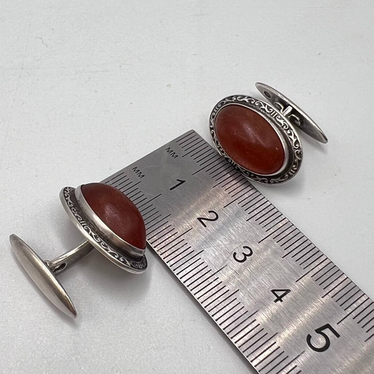 Sterling Silver Vintage Cufflinks Silver 875 Natural Baltic Amber Marked Size ONE SIZE - 4 Thumbnail
