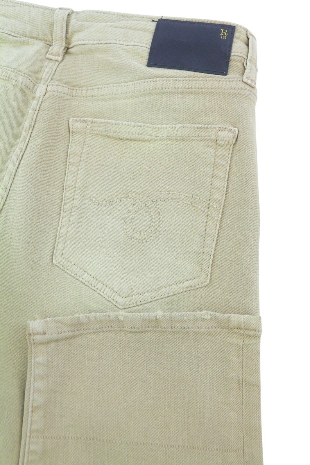 R13 BOY STRAIGHT 27 Khaki Stretchy Washed Cropped 86277 Size 27" / US 4 / IT 40 - 6 Thumbnail
