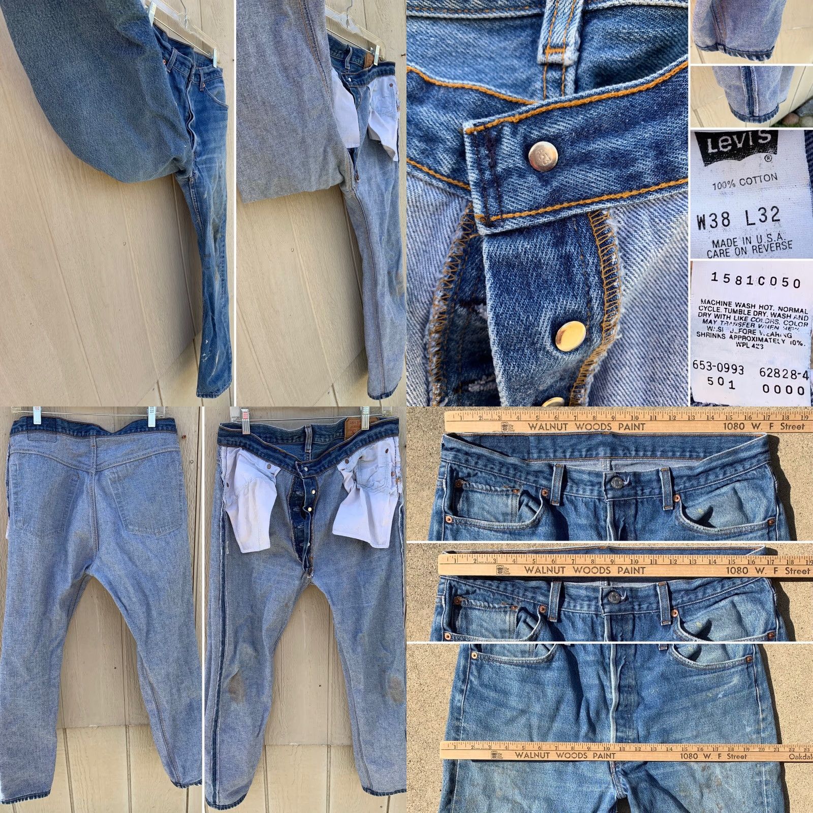 Levi's VINTAGE Levi's 501 Jeans Men's Jeans 38 W 32 L 32 Blue 5-Pocket Denim Button Fly See Pics California USA 501xx 1960s 70s 80s Distressed Vintage Size US 38 / EU 54 - 8 Thumbnail