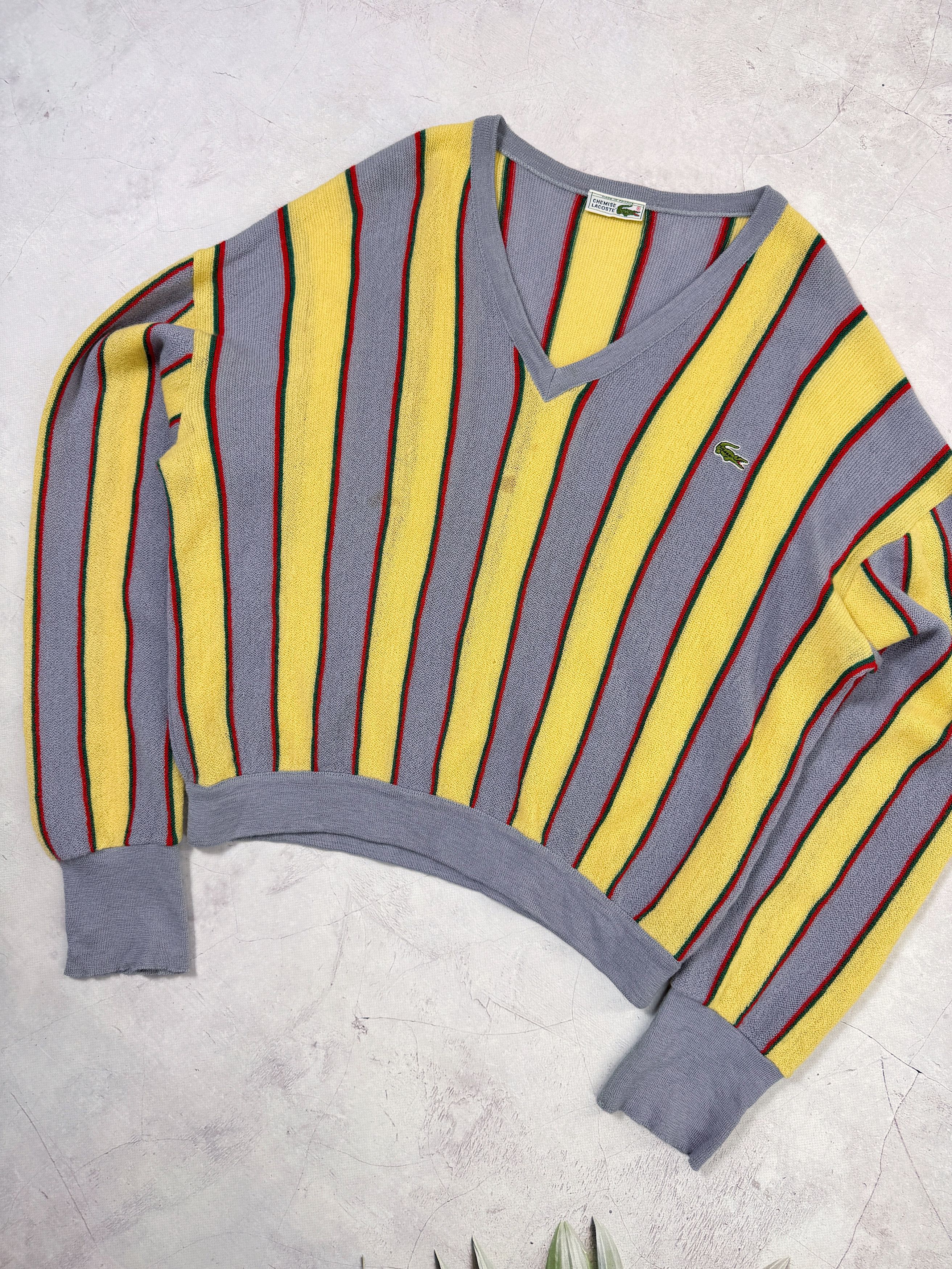 Lacoste Vintage Chemise Lacoste Sweater V-Neck Wool Striped Size US L / EU 52-54 / 3 - 2 Thumbnail