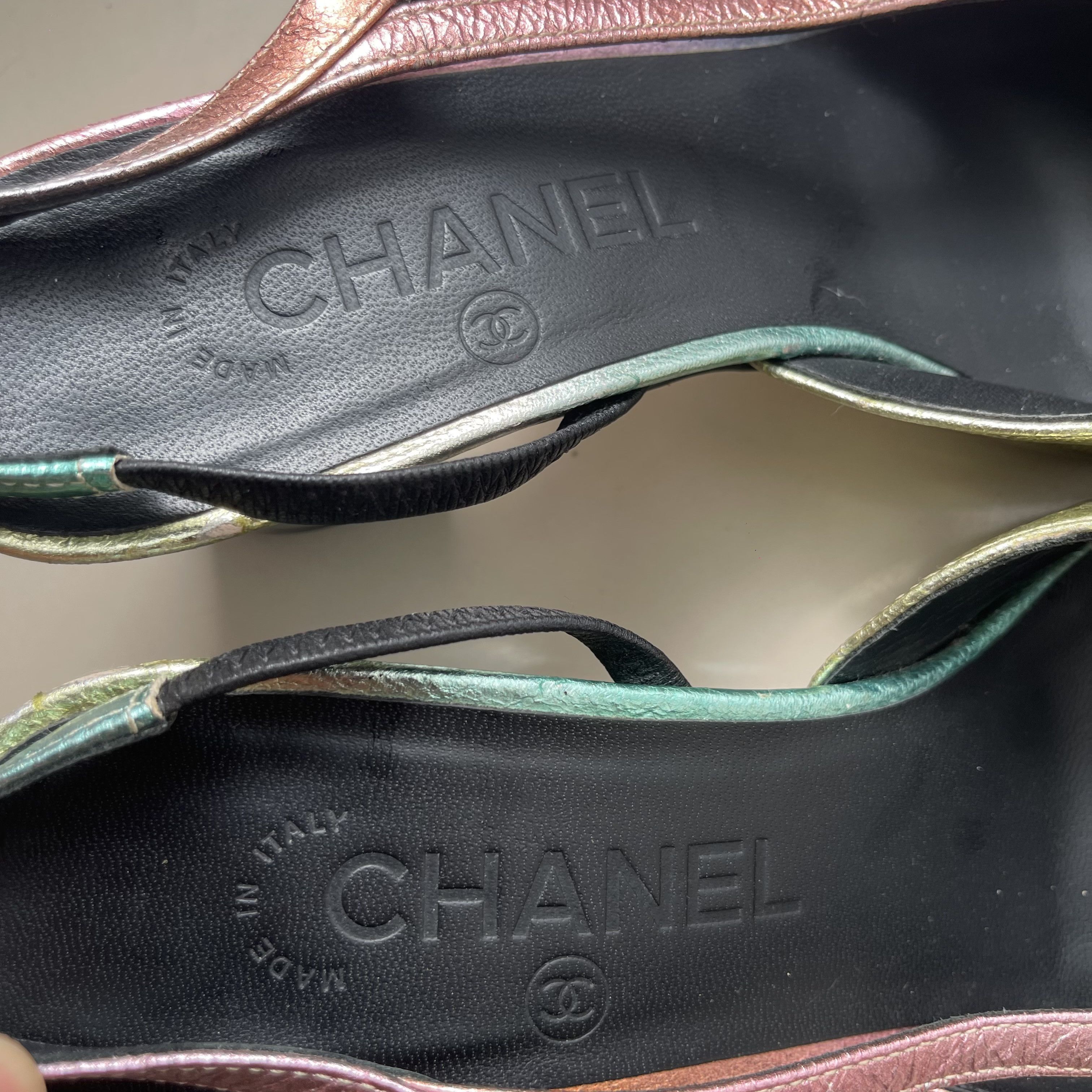 Chanel Chanel Multicolor Slingback Leather Sandals Size US 7 / IT 37 - 11 Thumbnail