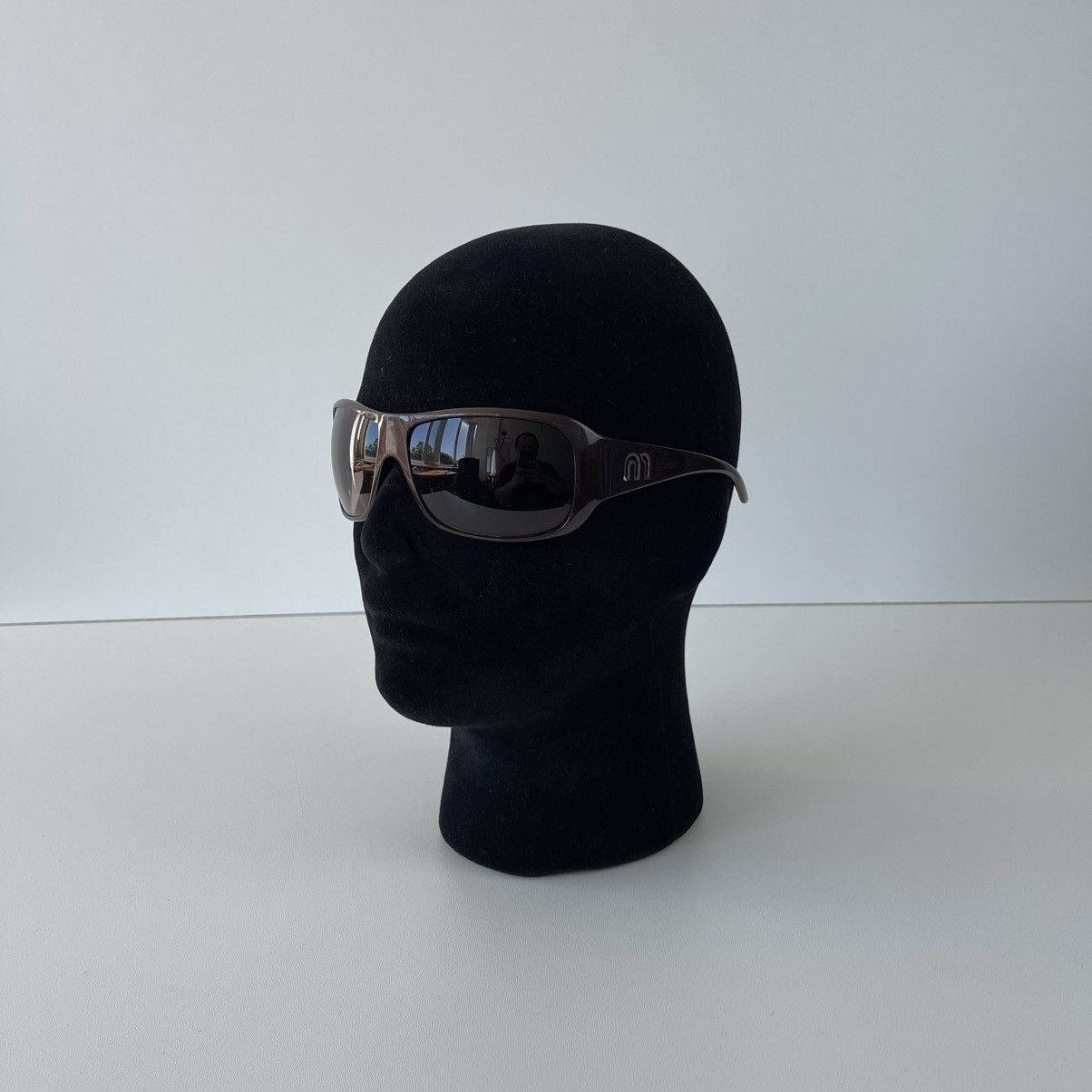 Miu Miu MIU MIU Womenʼs Designer Logo Sunglasses Wrap Brown SMUO8H Size ONE SIZE - 1 Thumbnail