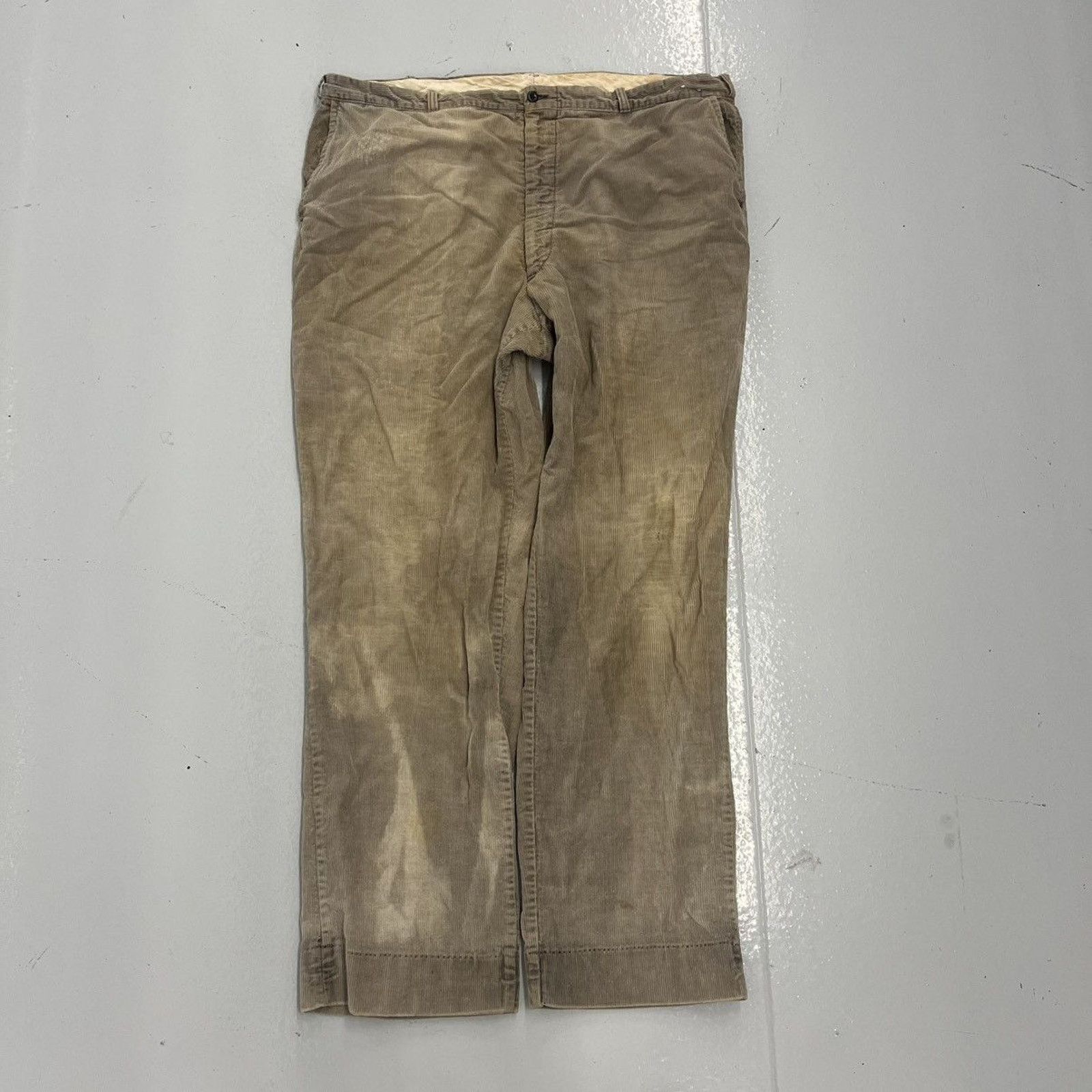 Other Vintage 50s Beige Thick Workwear Corduroy Pants 40x31 Size US 40 / EU 56 - 1 Thumbnail