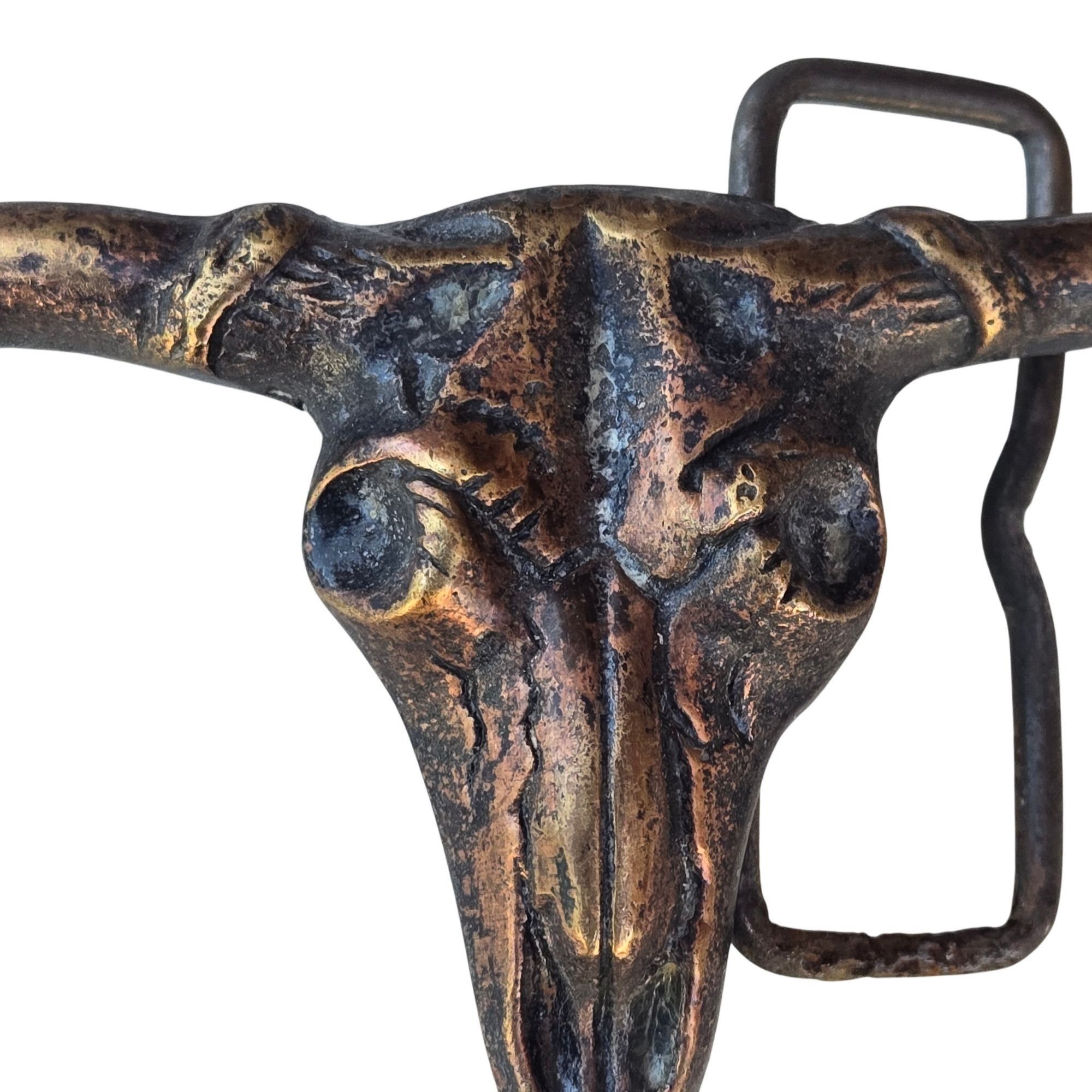 Other Longhorn Bull Skull Belt Buckle Vintage Solid Brass Western Size ONE SIZE - 9 Thumbnail