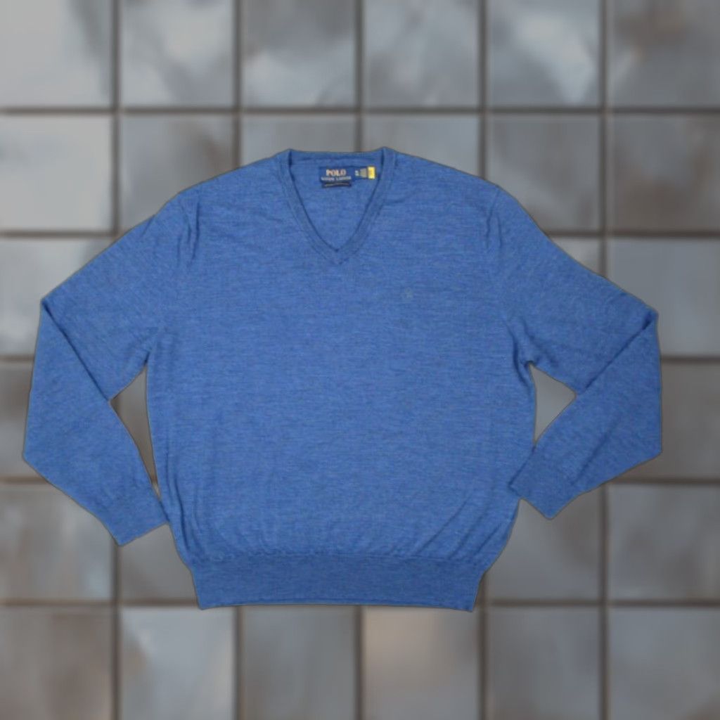 Polo Ralph Lauren VINTAGE Polo Ralph Lauren Sweater Pullover Mens XL Blue Wool Knit V-Neck Casual Size US XL / EU 56 / 4 - 1 Thumbnail