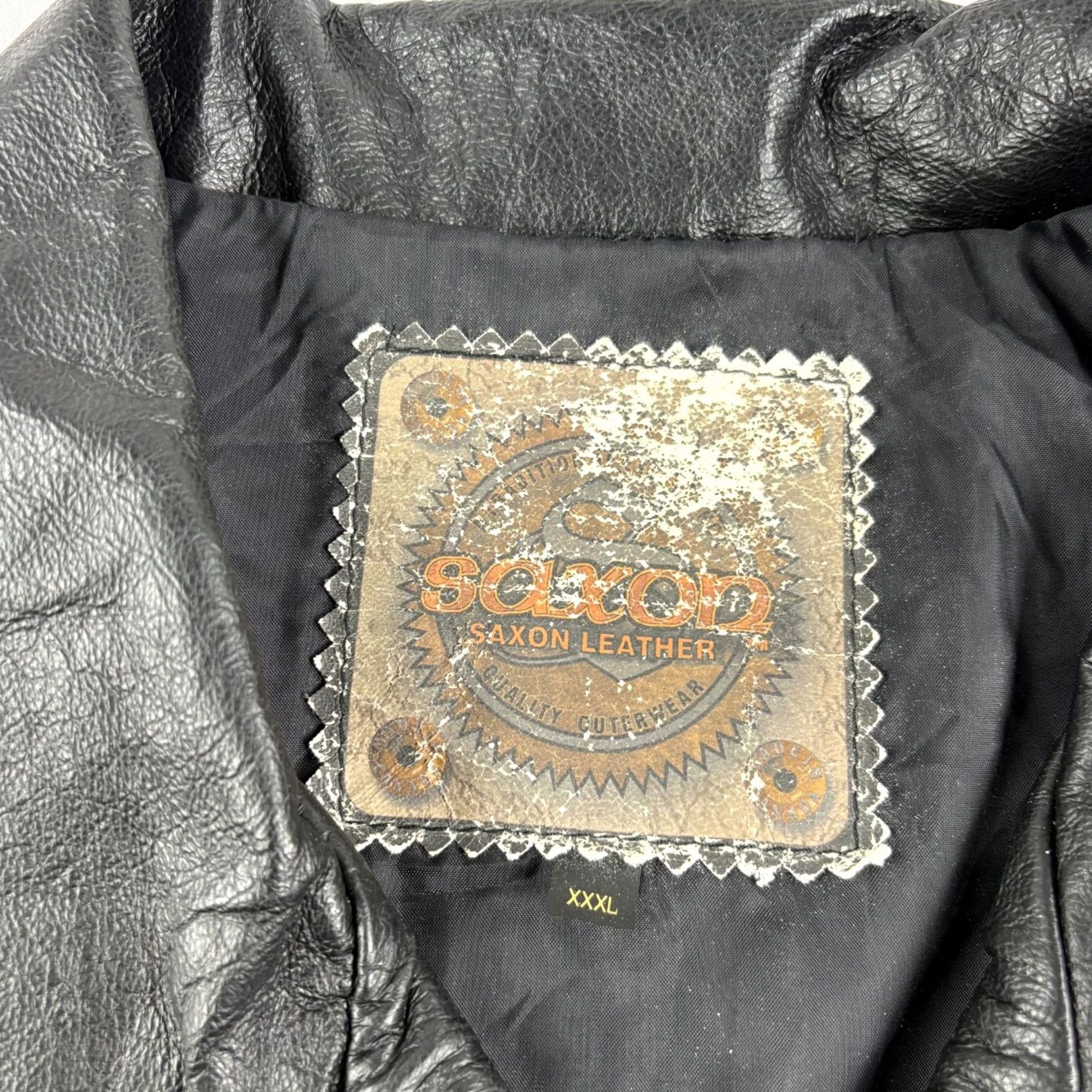 Vintage VINTAGE Saxon Motorcycle Jacket Mens 3XL Black Full Zip Embroidered Leather Jacket Size US XXL / EU 58 / 5 - 4 Thumbnail