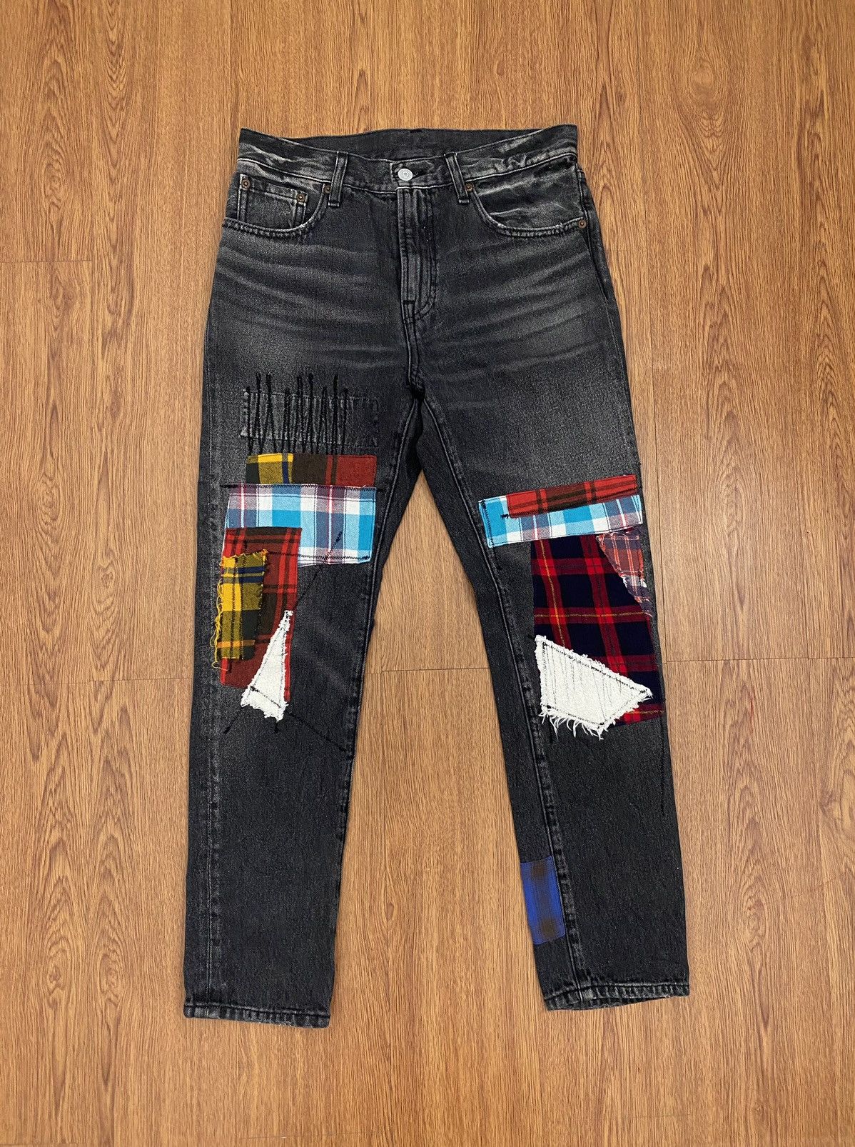 image of If Six Was Nine x Le Grande Bleu L G B Rna Patchwork Jeans in Black Gray, Men's (Size 28)