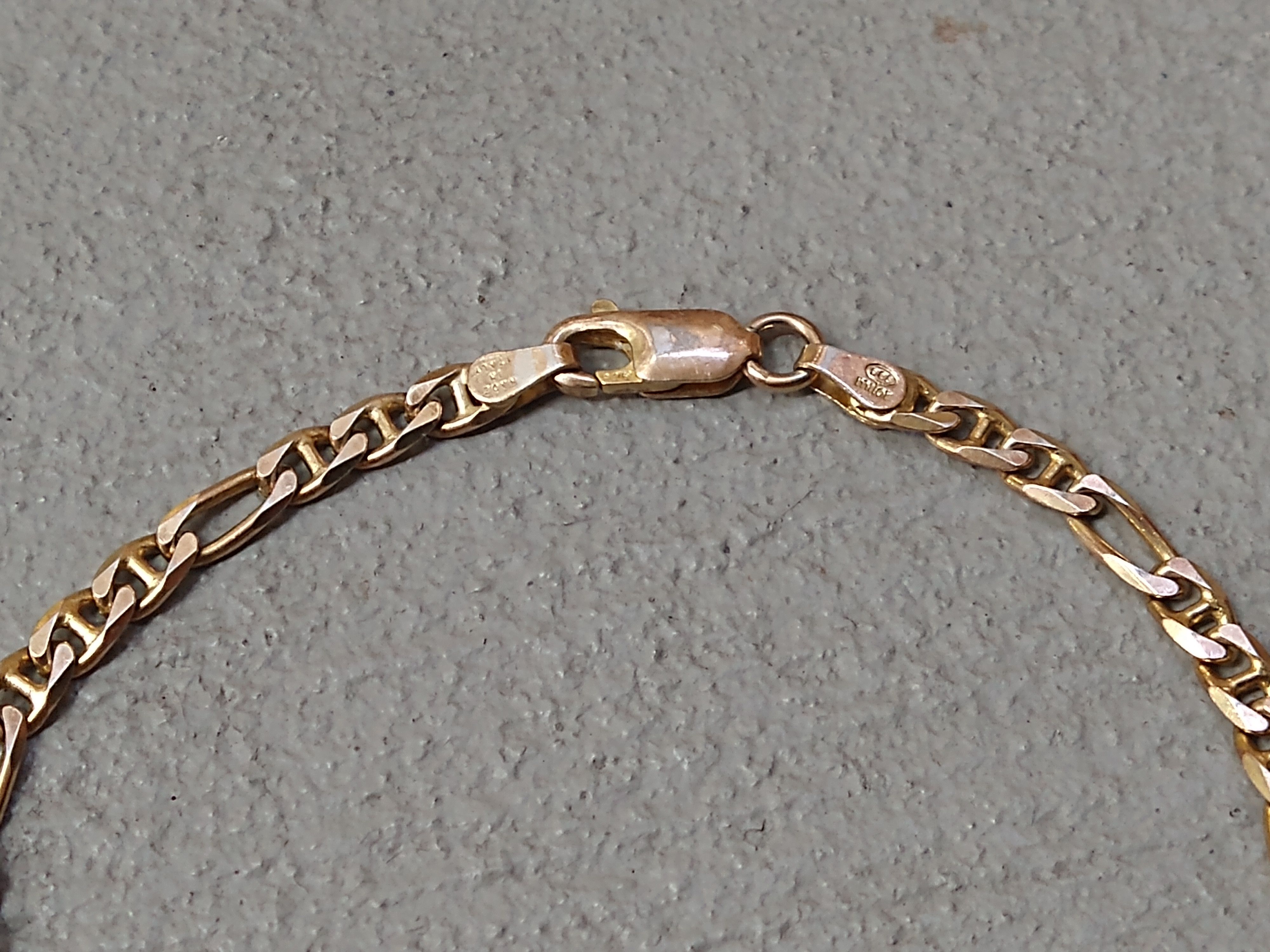 Jewelry Vintage Sterling Silver Bracelet Figaro Mariner 8" Gold Tone Size ONE SIZE - 3 Thumbnail