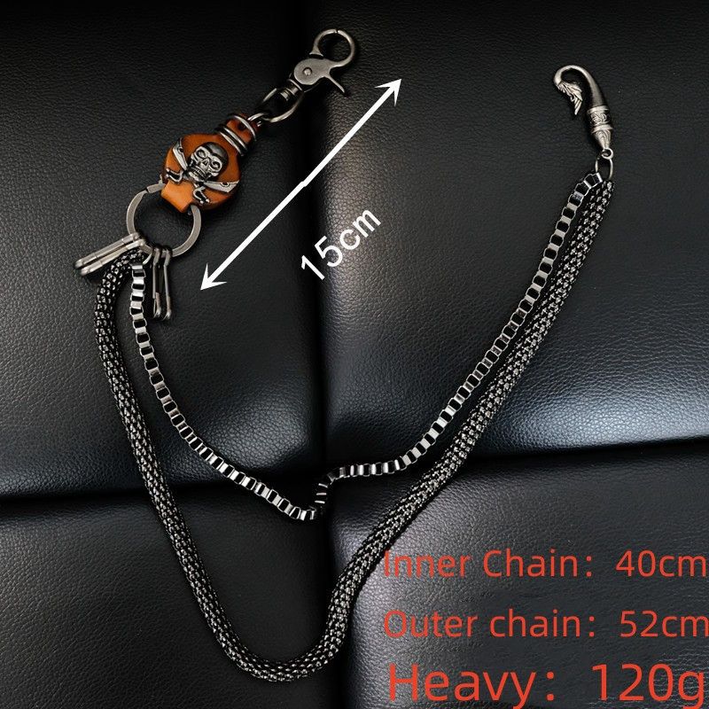 Japanese Brand Retro punk chain skull leatherwear Size ONE SIZE - 7 Thumbnail