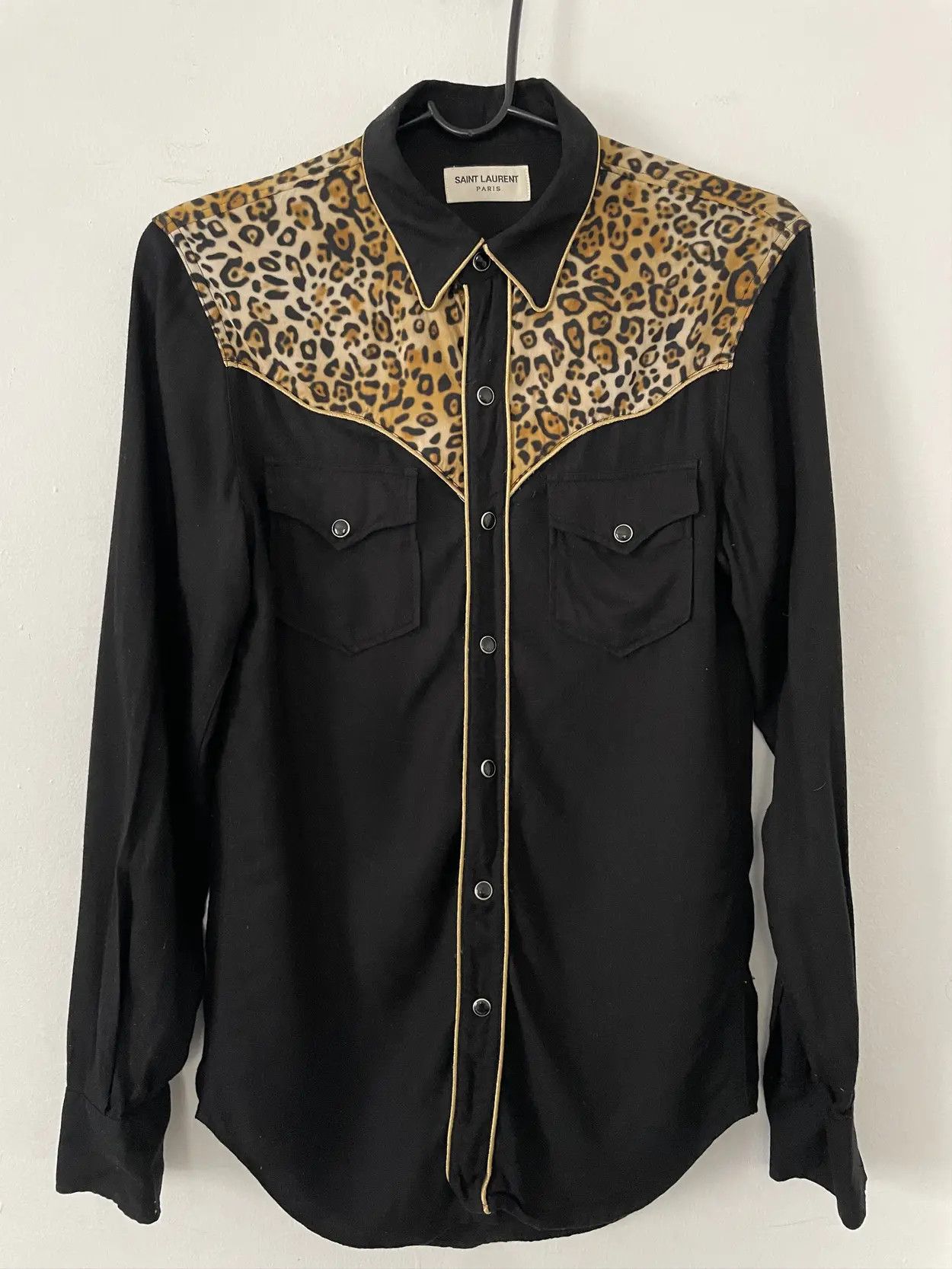 Saint laurent leopard shirt sales