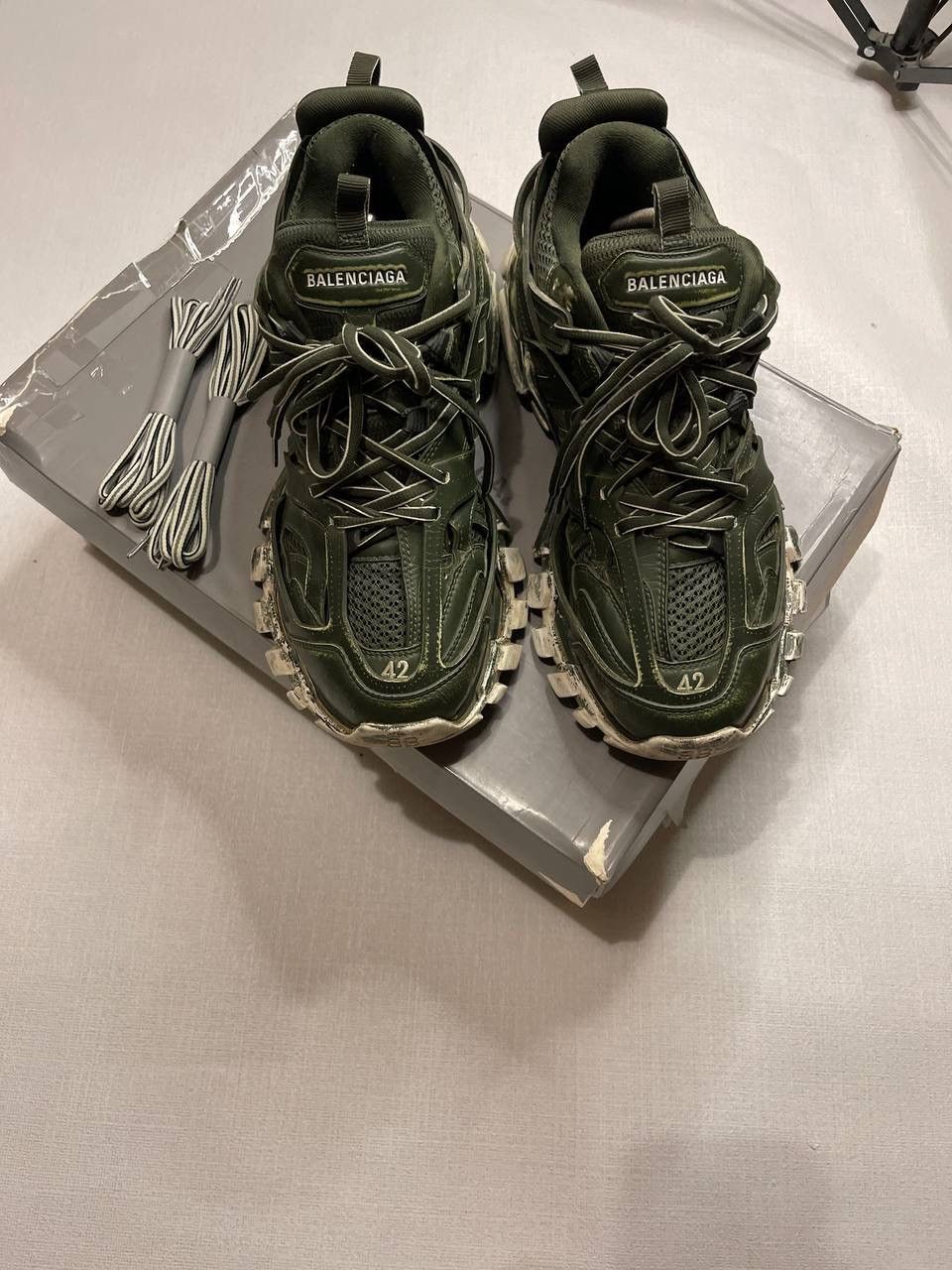 Balenciaga Balenciaga Track 1 Faded Mesh Rubber Green | Grailed