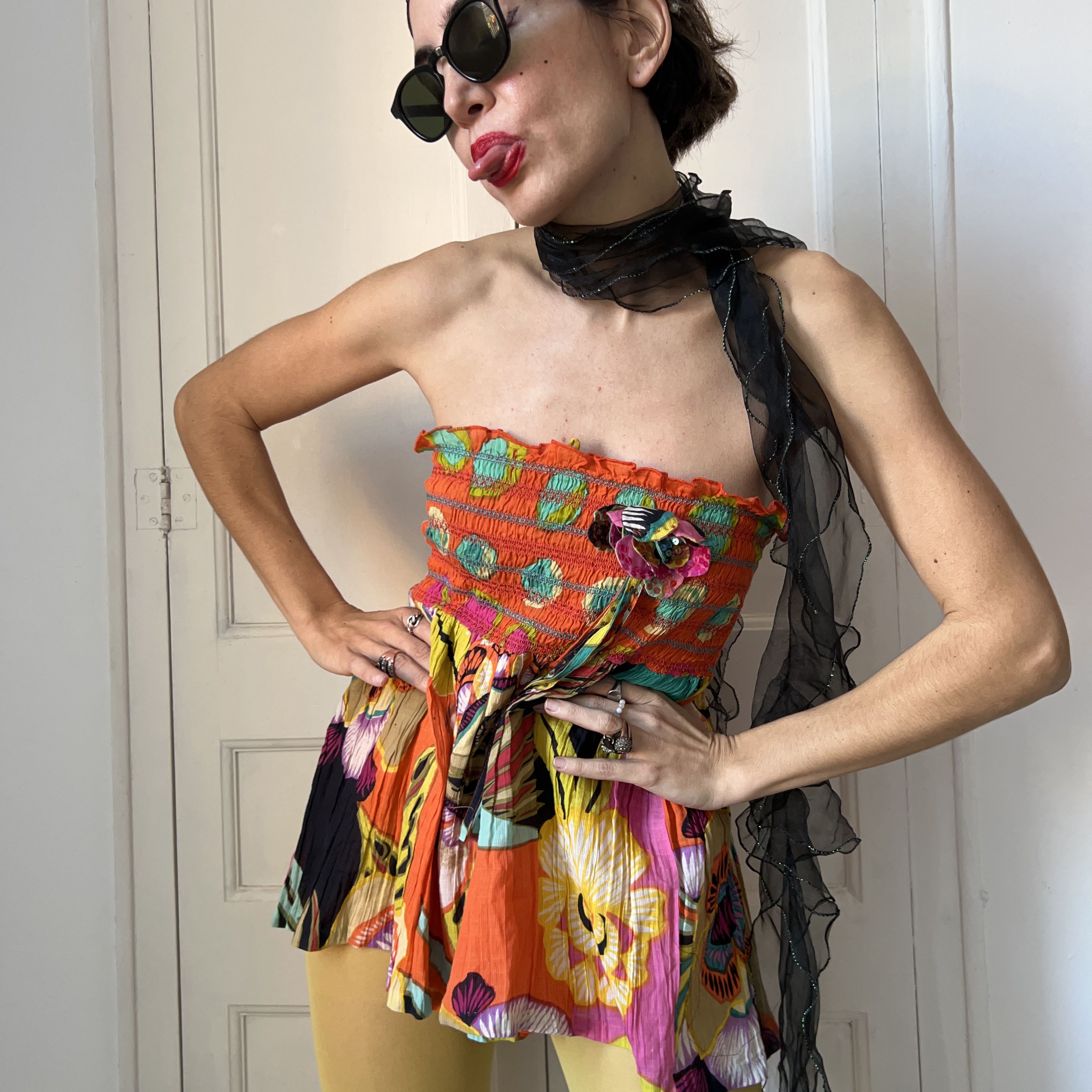 Vintage Vintage Rene Derhy Y2K Floral Strapless Top Size M / US 6-8 / IT 42-44 - 3 Thumbnail