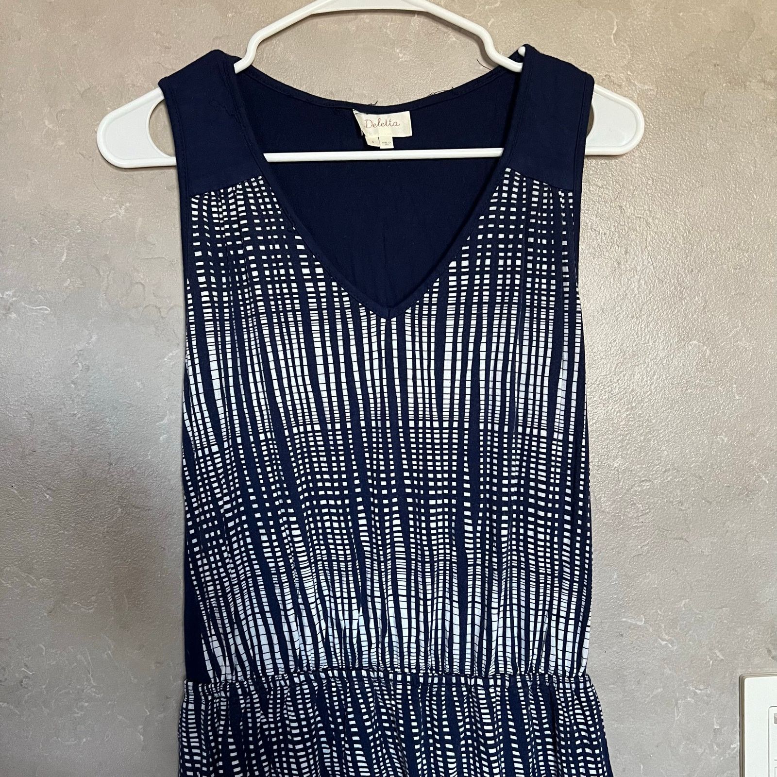 Anthropologie Anthro Deletta Janie Jersey Dress Blue Motif White Medium Size M / US 6-8 / IT 42-44 - 6 Thumbnail
