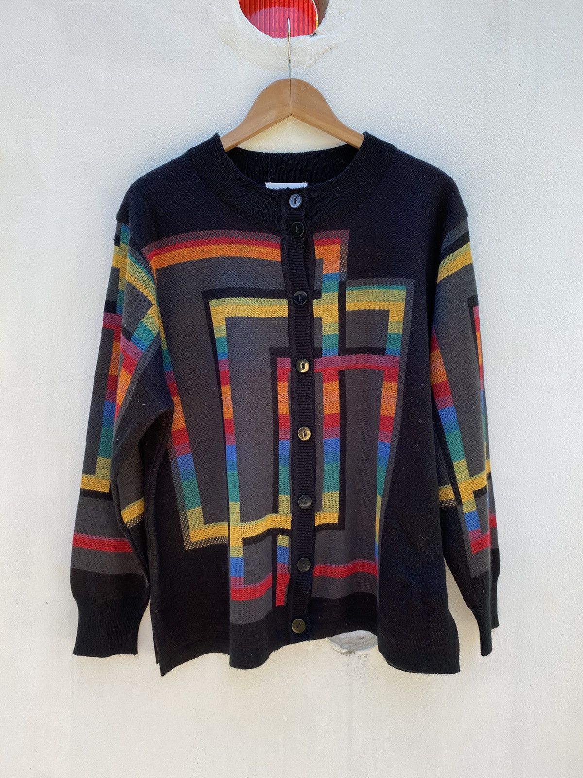 Designer × Vintage FINANCIER Black Knitted Cardigan Size L / US 10 / IT 46 - 14 Thumbnail