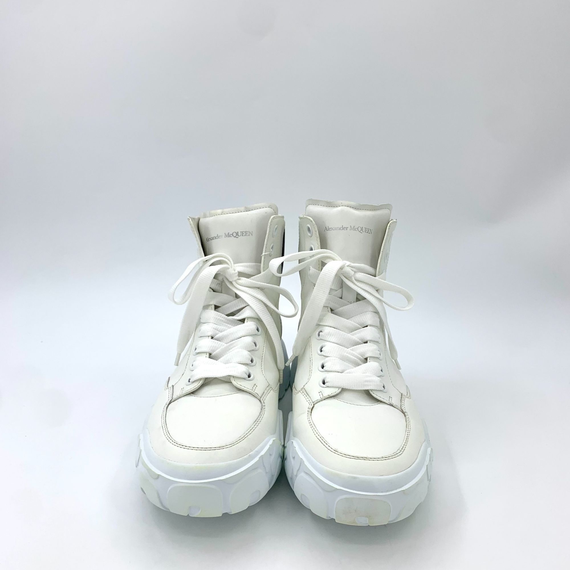 Alexander McQueen Alexander McQueen White Lace-Up Platform High-Top Sneakers ( Size US 11 / EU 44 - 8 Thumbnail