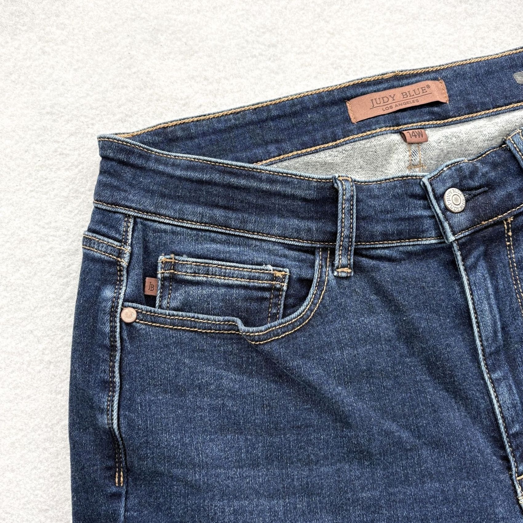 Vintage Judy Blue Jeans Womens 14W Skinny Blue Dark Wash High Rise Stretch Denim Pants Size 36" / US 14 / IT 50 - 3 Thumbnail