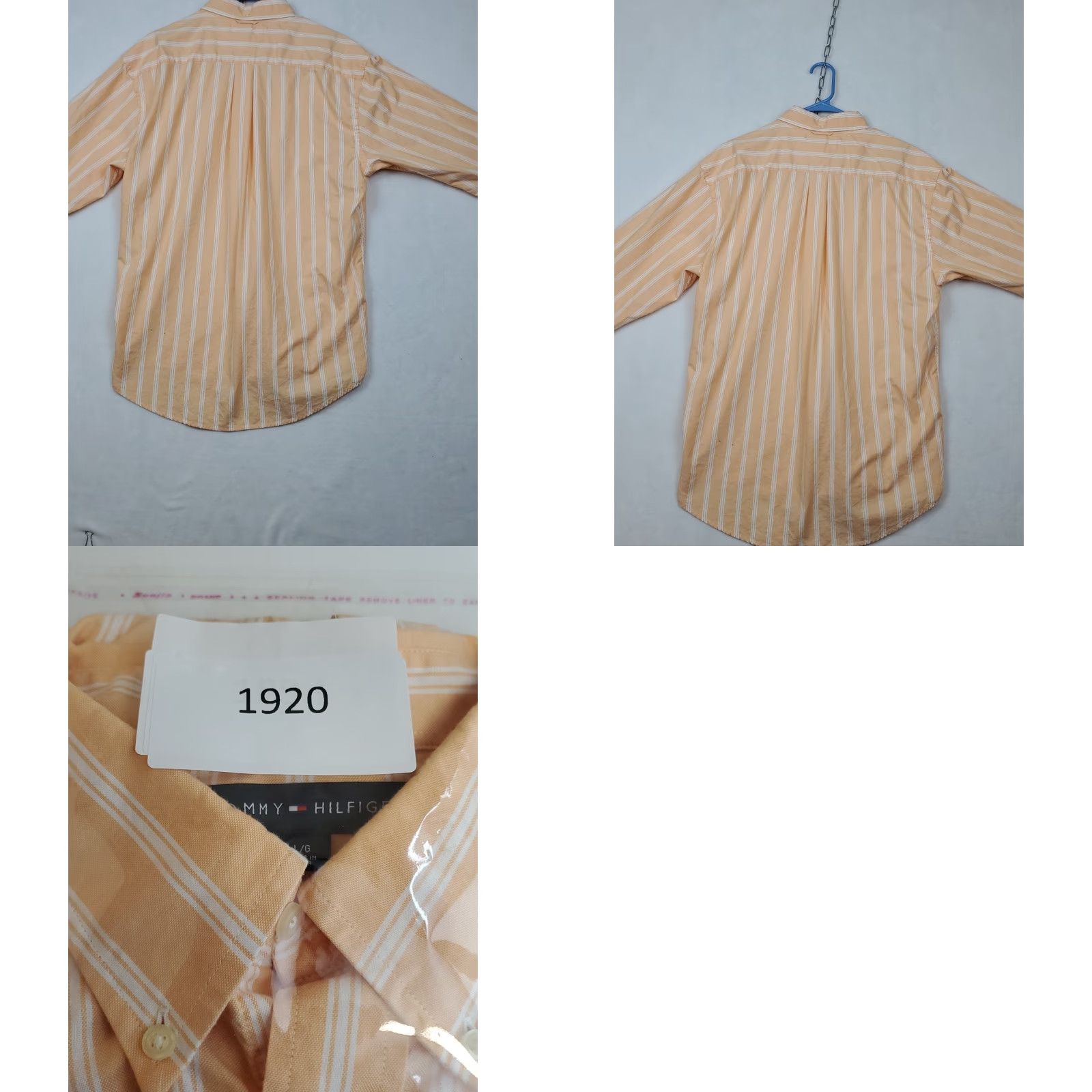 Tommy Hilfiger VINTAGE Tommy Hilfiger Shirt Mens L Orange Striped Long Sleeve Retro Dress Shirt Size 42R - 11 Thumbnail