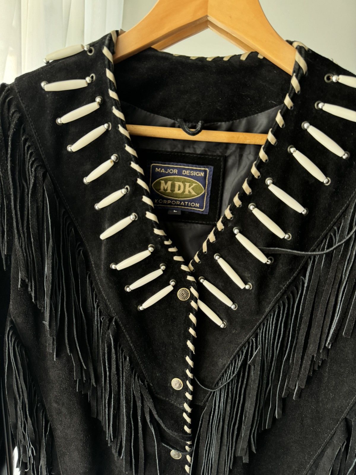 Vintage Vintage 70s Western Fringe Tassel Leather Jacket Size L / US 10 / IT 46 - 3 Thumbnail