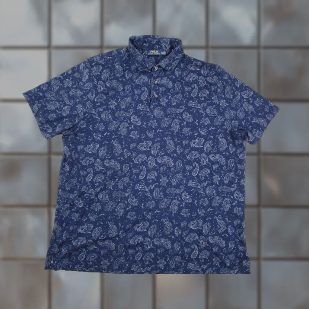 Polo Ralph Lauren Polo Ralph Lauren Polo Shirt Mens 2XL Navy Blue Paisley Short Sleeve Casual Preppy Size US XXL / EU 58 / 5 - 1 Thumbnail