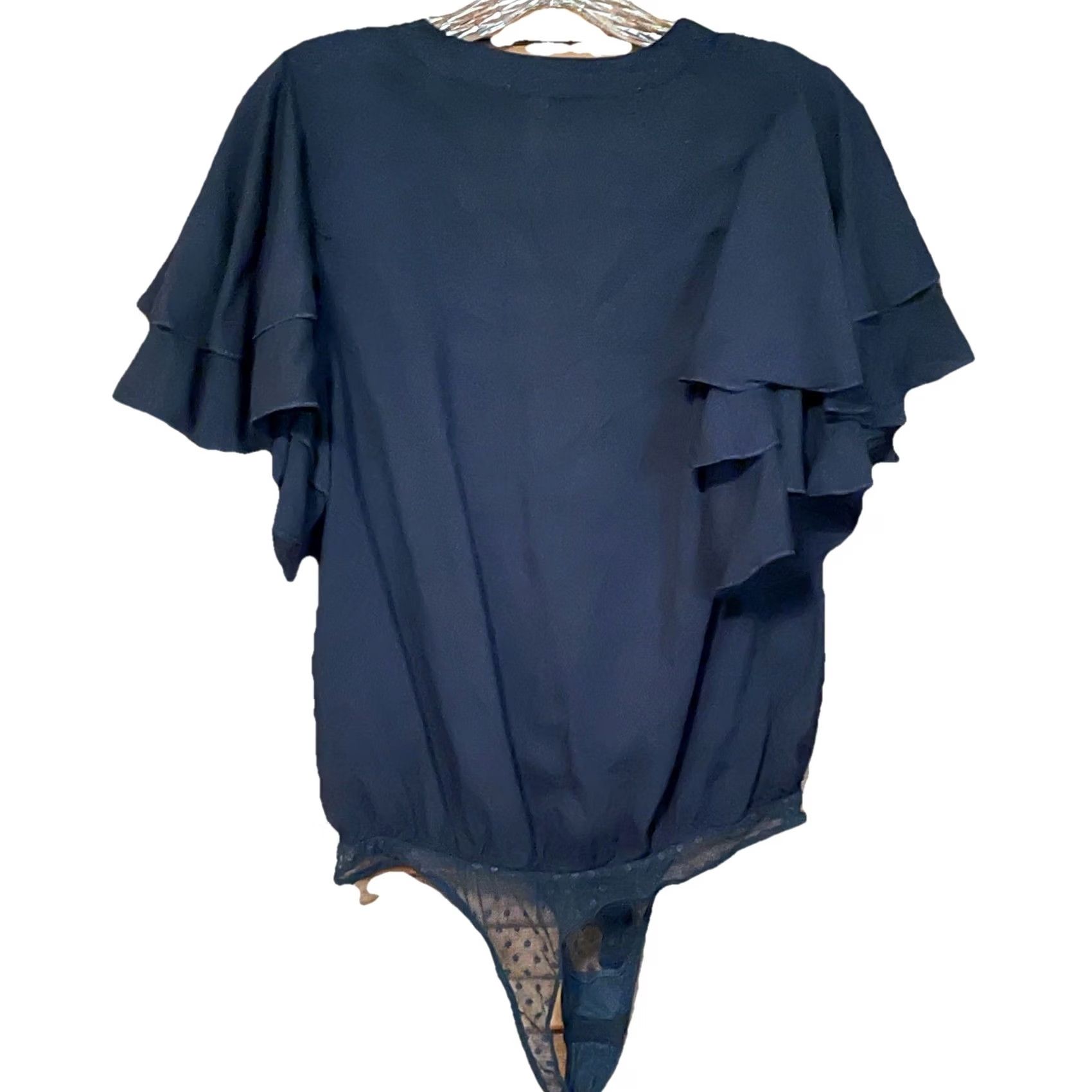Free People Free People Intimately Call Me Later Bodysuit Top Navy Flutter Tie Ruffle M Navy Flutter Tie Ruffle Top Womens Summer Casual Vintage No Size M / US 6-8 / IT 42-44 - 5 Thumbnail