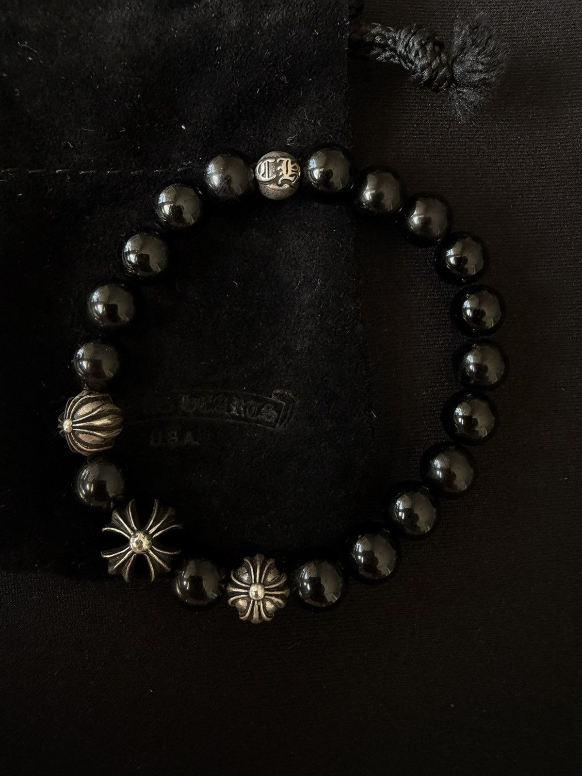 Chrome Hearts Black Beads Bracelet