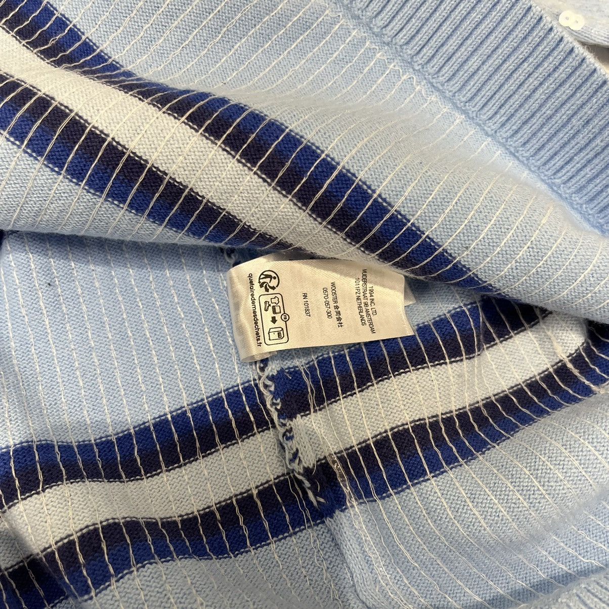 Supreme Supreme Sequin Stripe Zip Polo Blue | Grailed