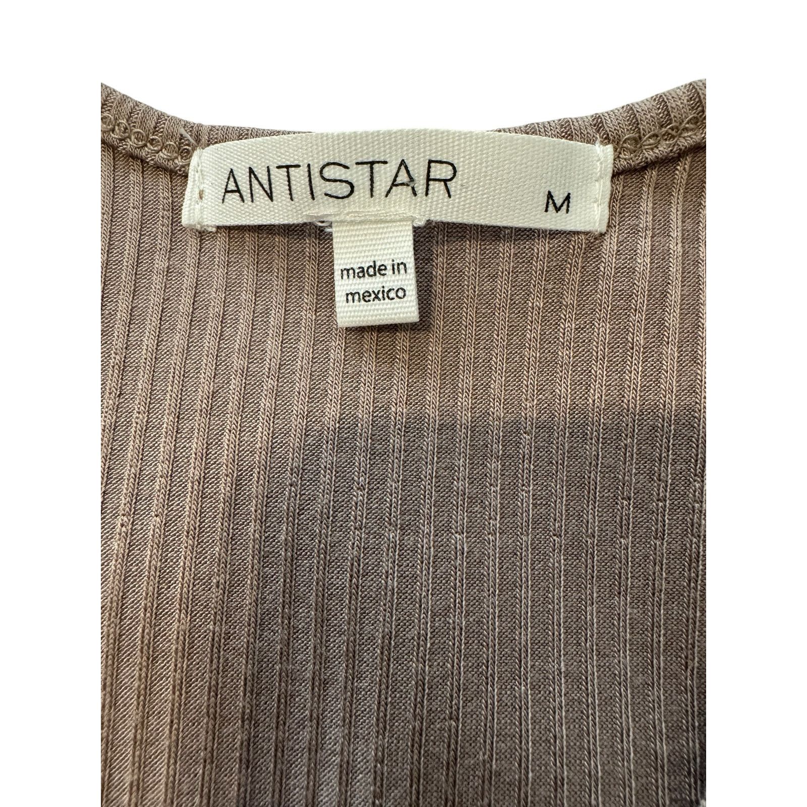The Unbranded Brand Antistar Ribbed Ruched Tank Top Brown V-Neck Y2K Women’s M Size M / US 6-8 / IT 42-44 - 2 Thumbnail