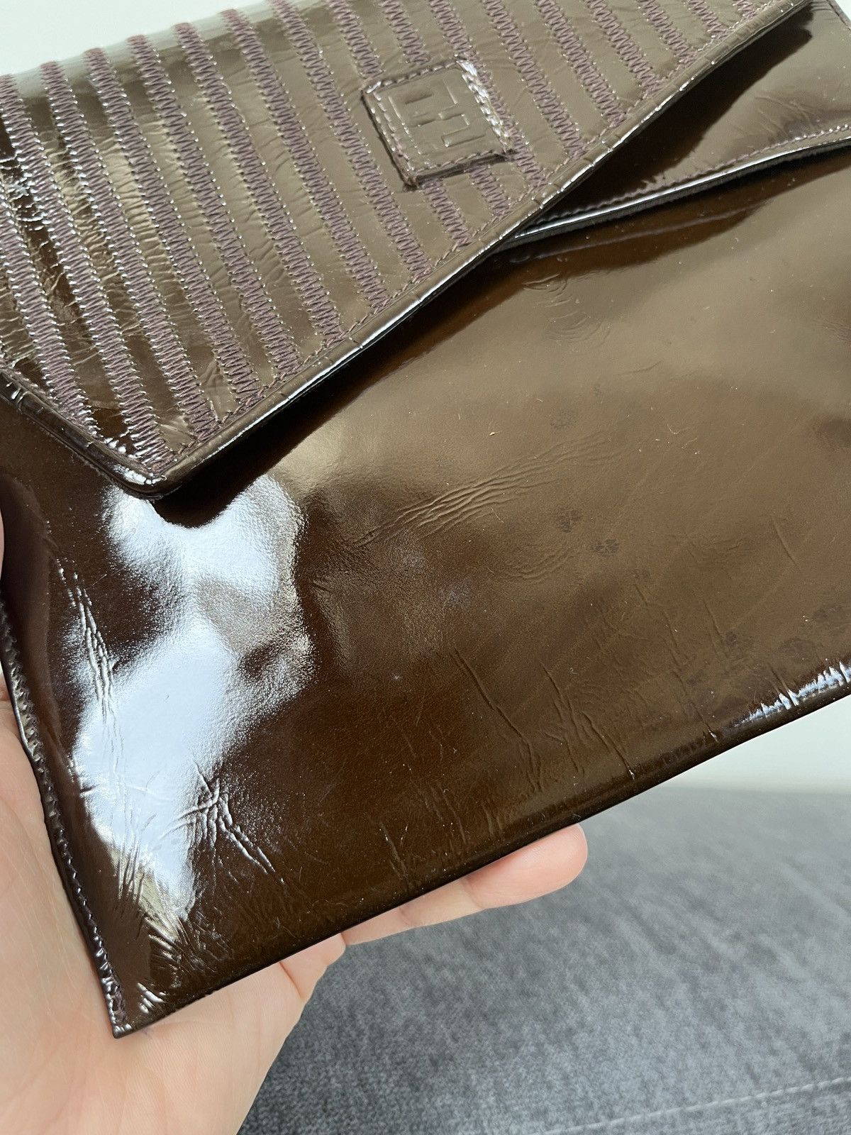 Fendi Vintage 80s Fendi Patent Leather Crossbody Bag Brown Flap Size ONE SIZE - 5 Thumbnail