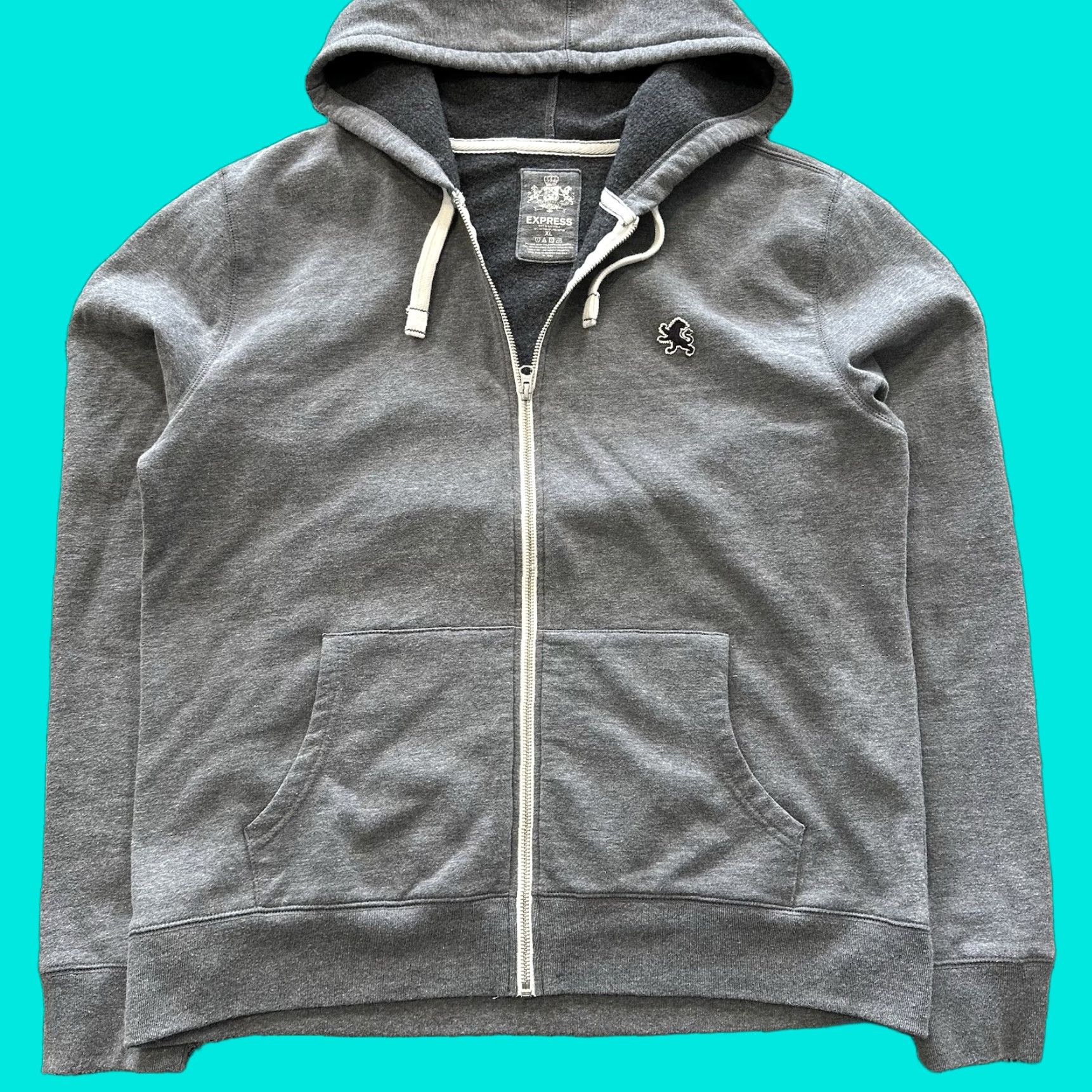 Express Express Hoodie Mens XL Gray Fleece Long Sleeve Logo Size US XL / EU 56 / 4 - 1 Thumbnail
