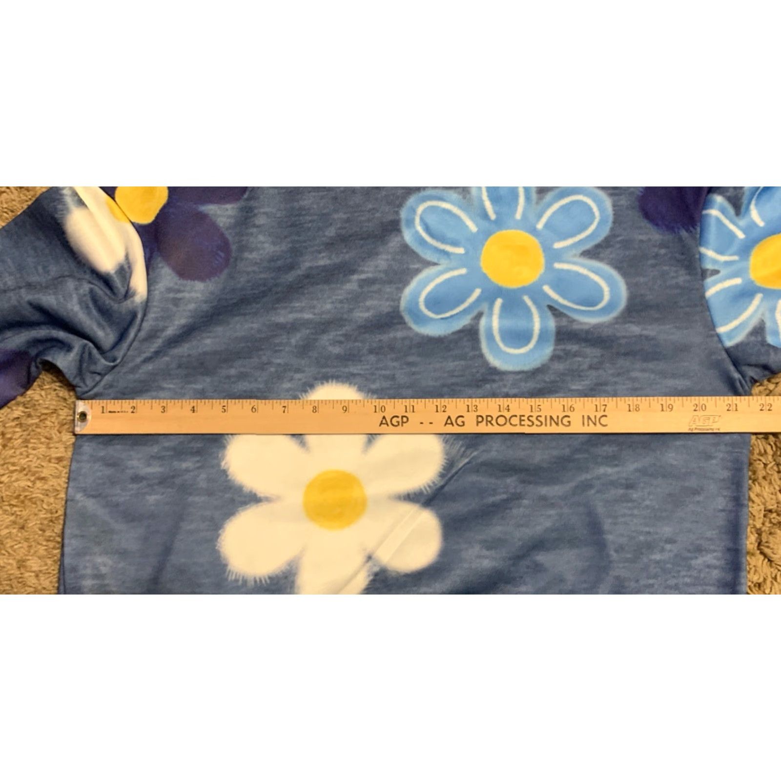 Vintage Daisy blue floral Pullover Sweatshirt - Mug Daisy Regular Length Long Sleeve Crew Neck Lightweight 100% Polyester Women M blue Size M / US 6-8 / IT 42-44 - 4 Thumbnail