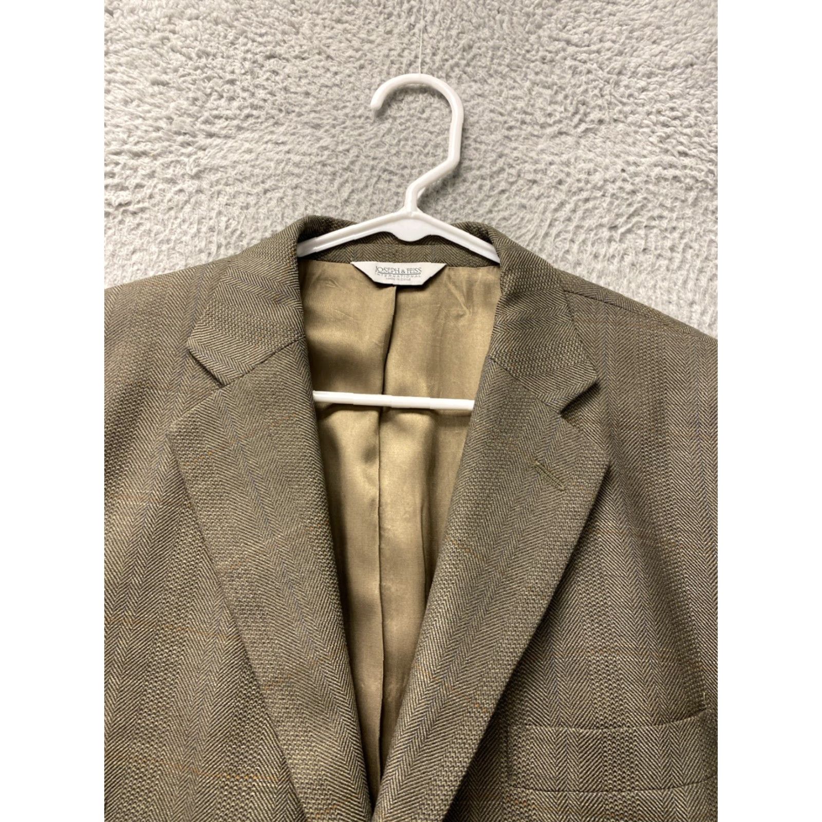 Joseph Joseph & Feiss Blazer Sport Coat Mens 42 R Brown Plaid Wool Tweed / 71-52 Size 42R - 3 Thumbnail