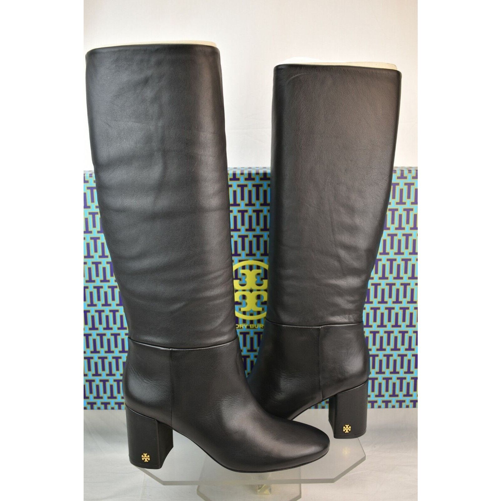 Tory Burch TORY BURCH BLACK BROOKE SLOUCHY LEATHER GOLD REVA TALL 10 Size US 10 / IT 40 - 4 Thumbnail