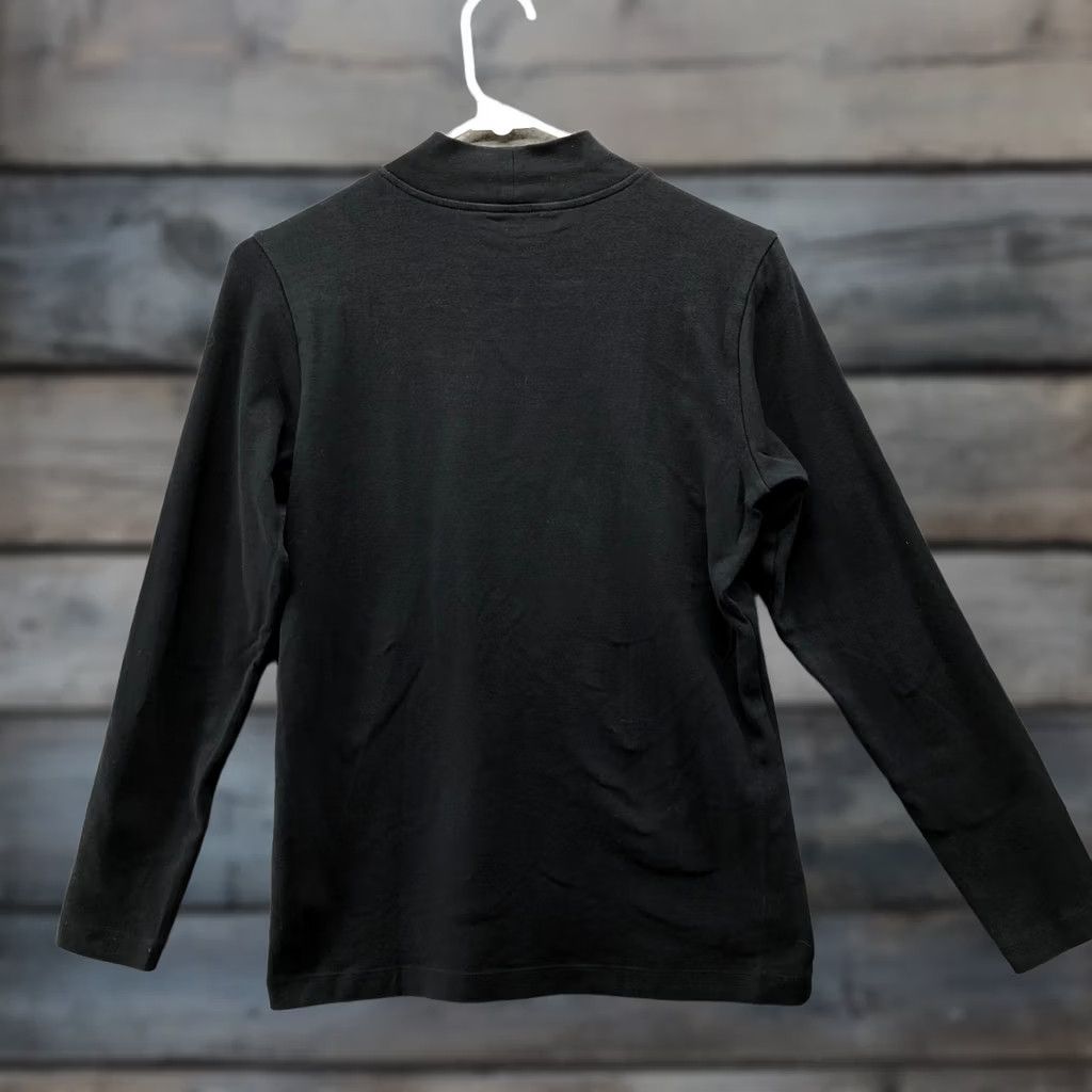 Muji Muji Mock Neck Long Sleeve T-Shirt Womens M Black Stretch Cotton Blend Size M / US 6-8 / IT 42-44 - 1 Thumbnail
