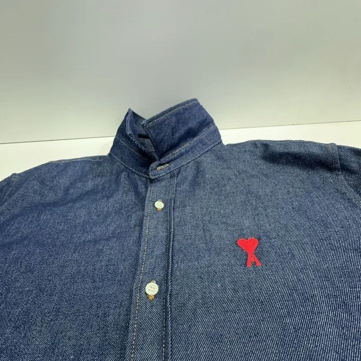 AMI AMIPARIS Blue Logo Embroidered Denim Jacket -2507 Size US M / EU 48-50 / 2 - 7 Thumbnail