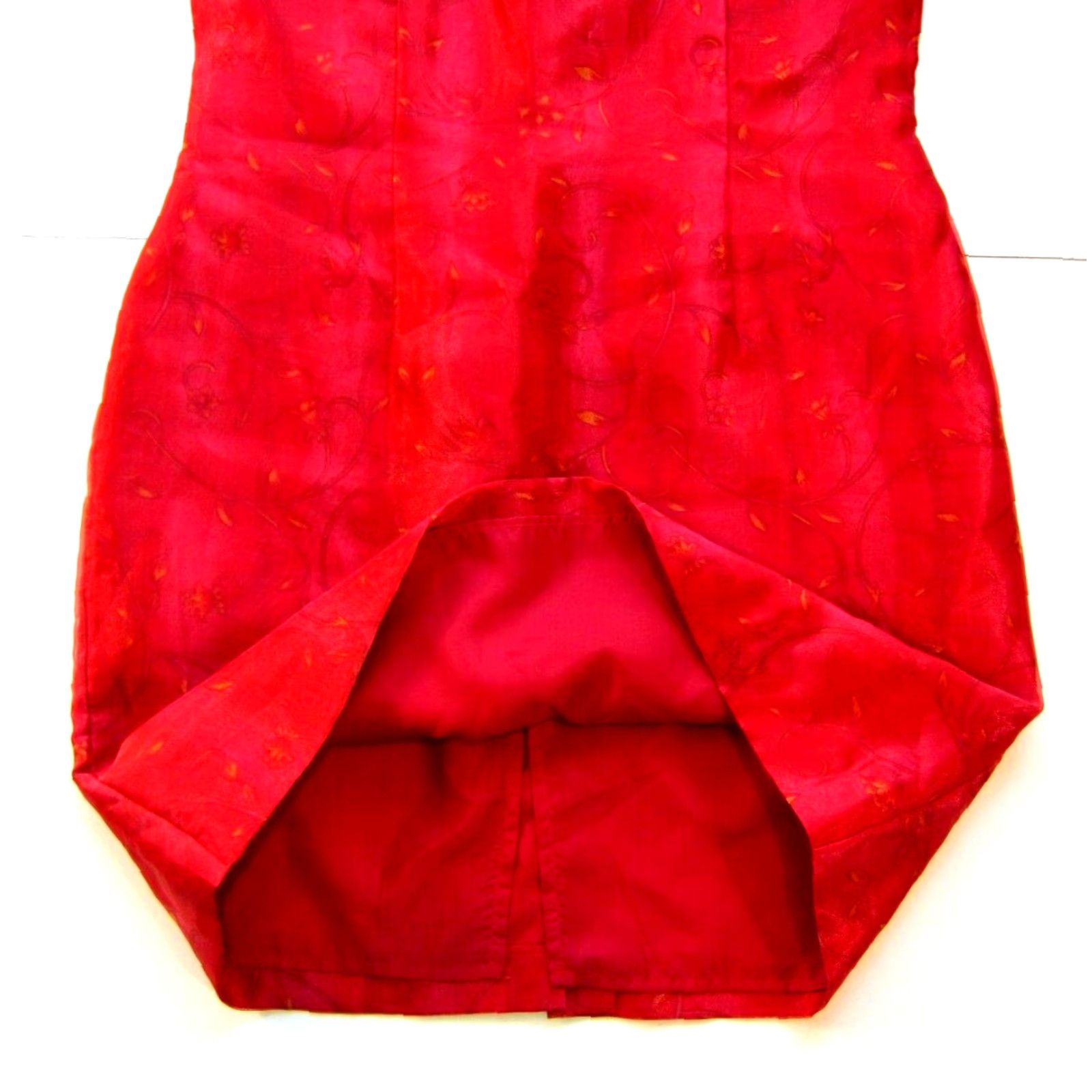 Vintage VINTAGE John Roberts Red Yellow Floral Satin Sleeveless Straight Tunic Tank Dress 10 Size L / US 10 / IT 46 - 6 Thumbnail