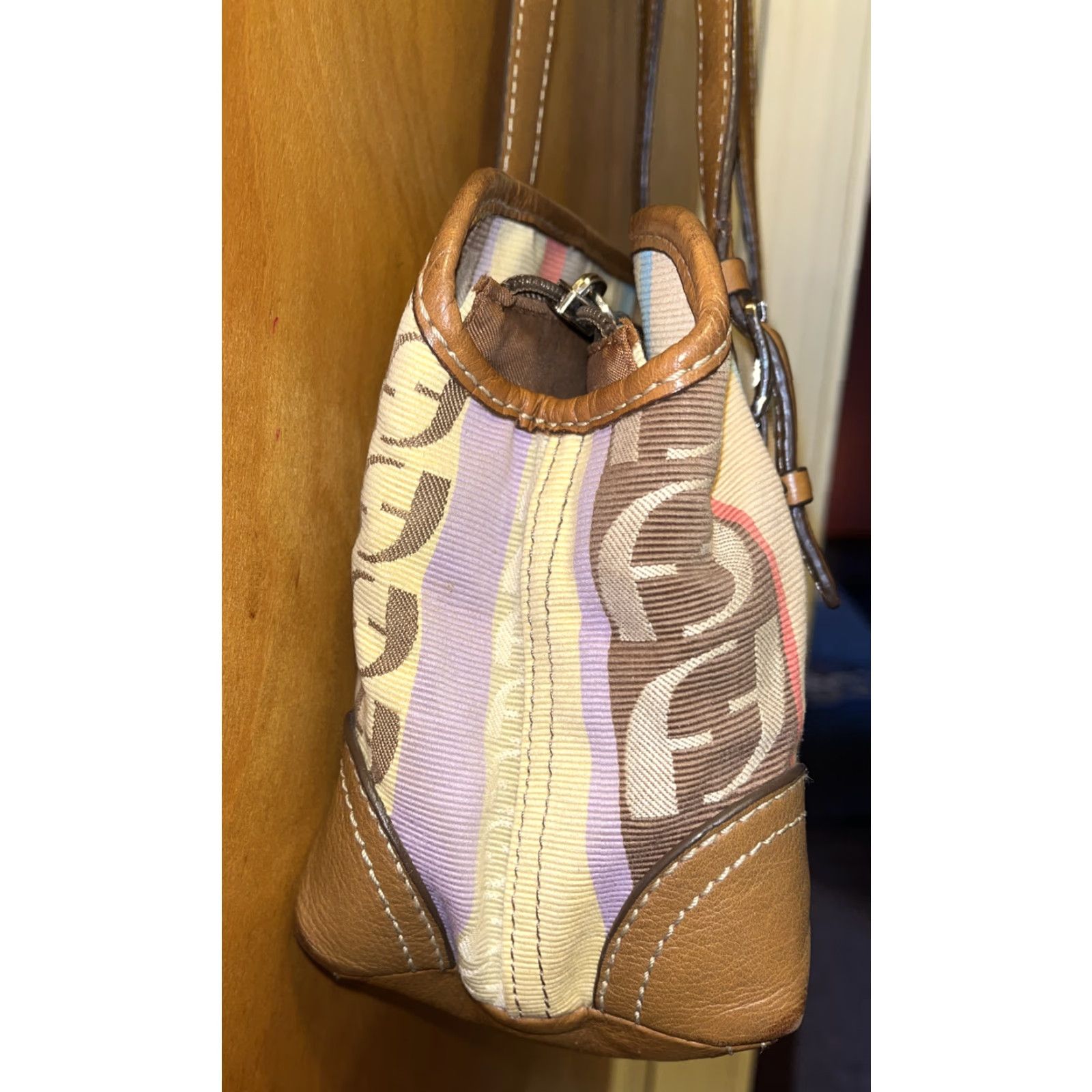 Fossil FOSSIL Leather Shoulder Bag Women Medium Patchwork Stripe Casual Travel Leather & Fabric Exterior Size ONE SIZE - 5 Thumbnail