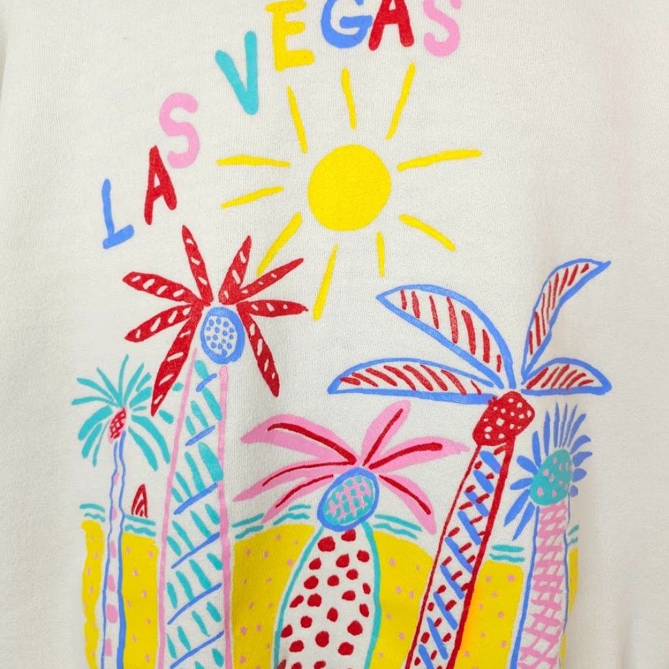 Vintage VINTAGE Las Vegas Sweatshirt Mens Size Medium 80s 90s Beach Palm Trees Tropical Sweatshirt Crew Neck White Cotton Blend Mens Size US M / EU 48-50 / 2 - 3 Thumbnail