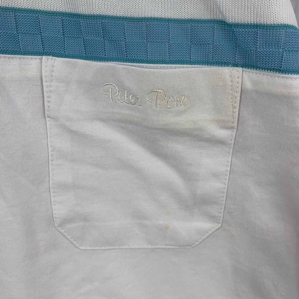 Vintage Vintage PETER BORO White Polo Tee Shirt Striped Blue Chest Size US L / EU 52-54 / 3 - 3 Thumbnail
