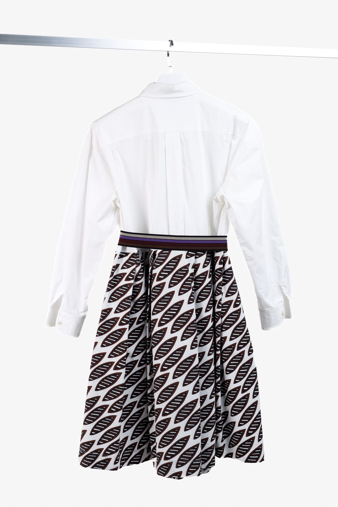 Designer Erika Cavallini Oxford Leaves Pattern Belted Shirtdress Size M / US 6-8 / IT 42-44 - 2 Thumbnail