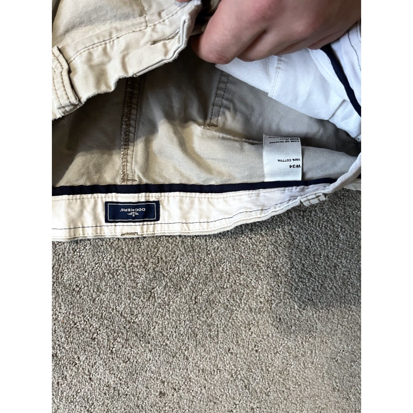 Dockers DOCKERS Men's Bermuda Shorts 34 Beige Casual Cotton Solid Pockets Regular Fit Size US 34 / EU 50 - 3 Thumbnail