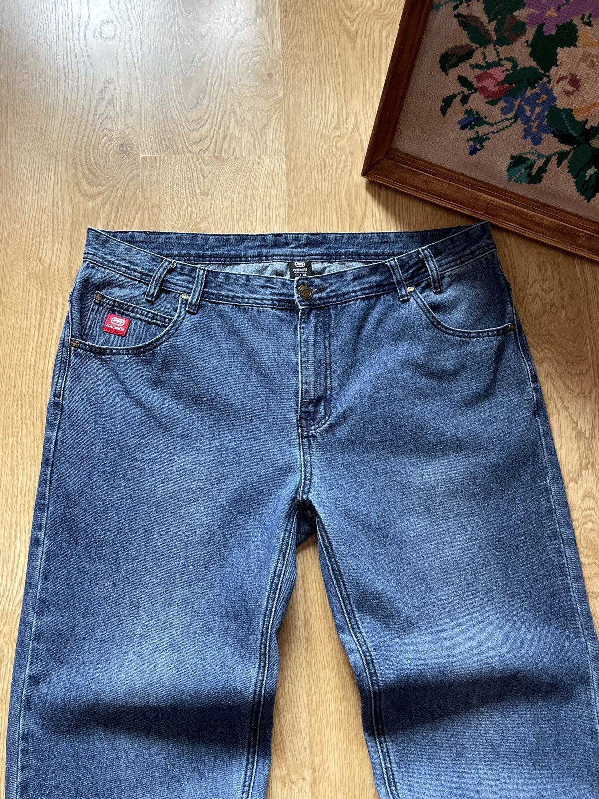 Ecko Unltd. Y2K Vintage Ecko Unltd Embroidered Baggy Denim Jeans Size US 36 / EU 52 - 7 Thumbnail