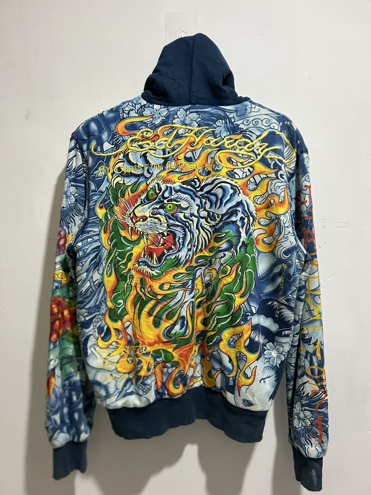 Ed Hardy Y2K Ed Hardy Christian Audigier Embroidery Fur Zip Up Hoodie Size US M / EU 48-50 / 2 - 2 Thumbnail