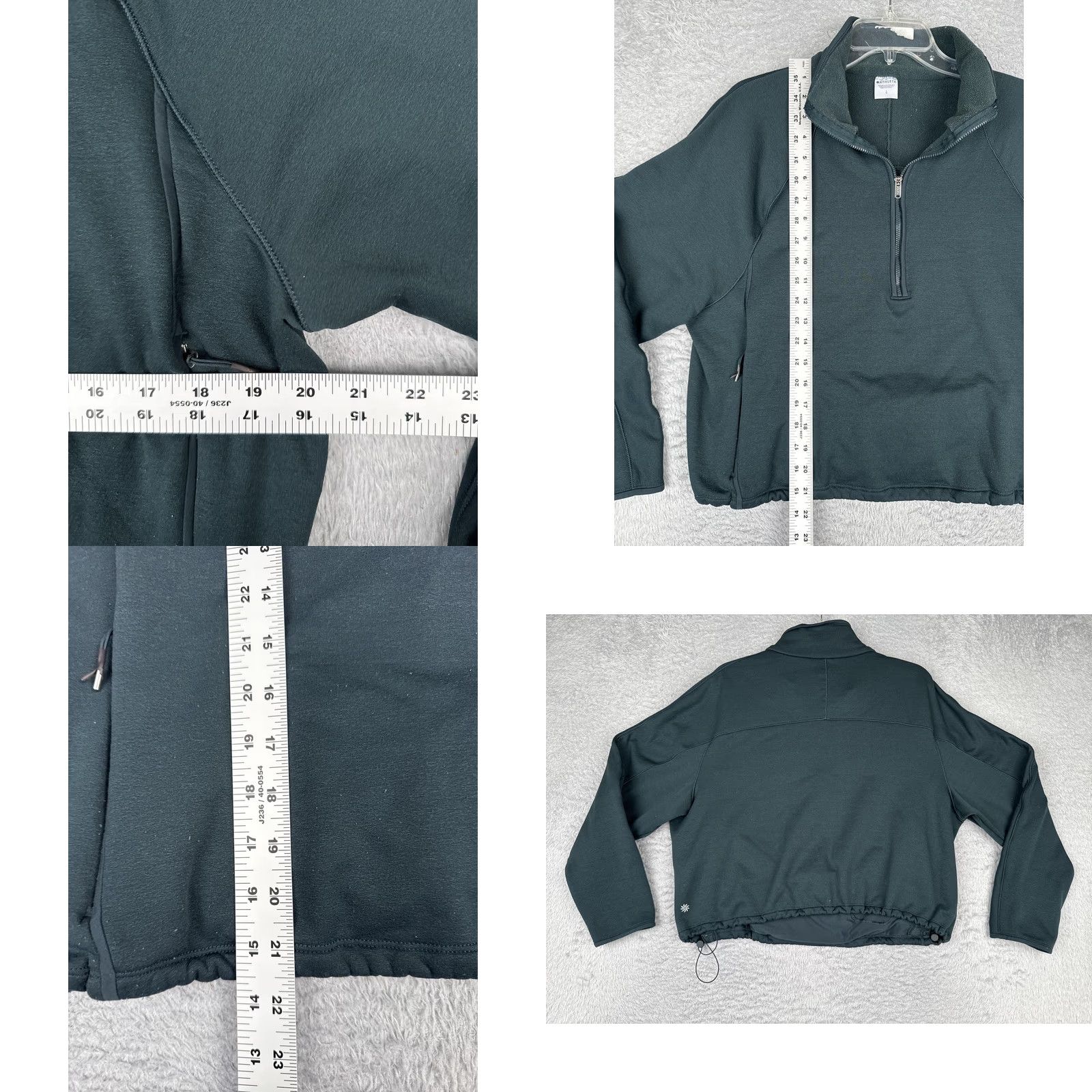 Athleta Athleta Fleece Pullover Womens L Green 1/4 Zip Mock Neck Pockets Sweatshirt Size L / US 10 / IT 46 - 8 Thumbnail